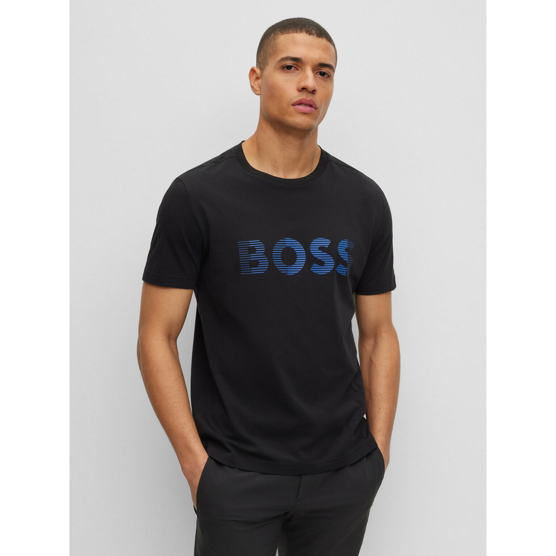 Boss Тишърт 50494106 Черен Regular Fit - Pepit.bg