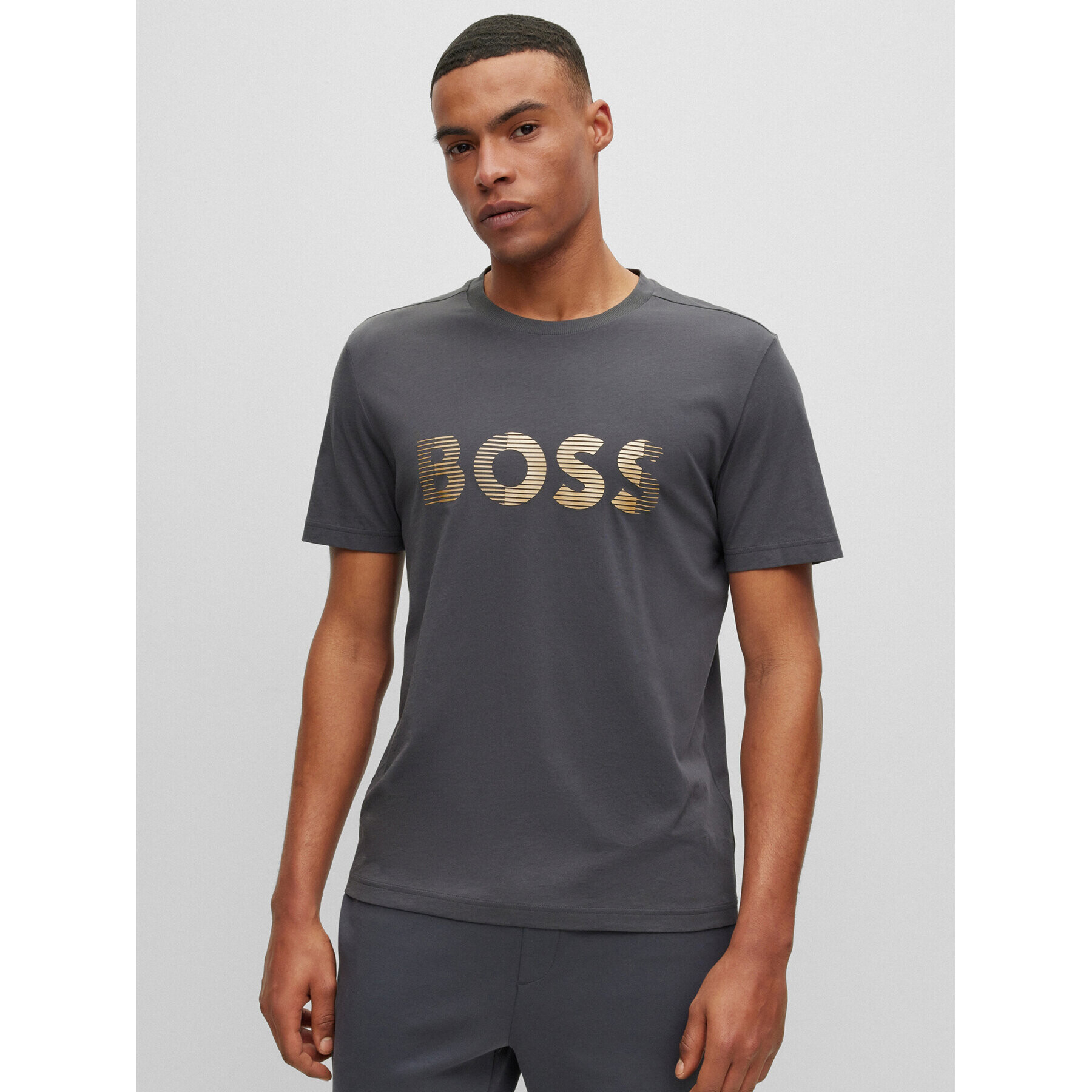 Boss Тишърт 50494106 Сив Regular Fit - Pepit.bg
