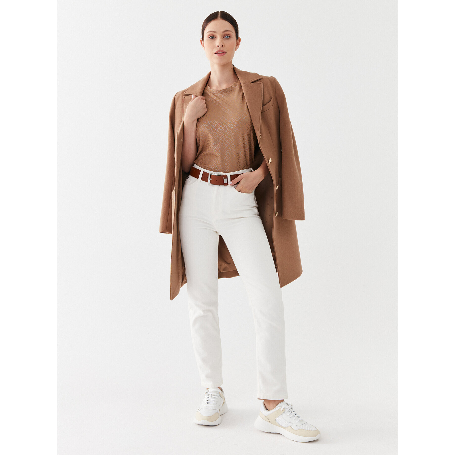 Boss Тишърт Ekri_Aop 50494353 Бежов Oversize - Pepit.bg