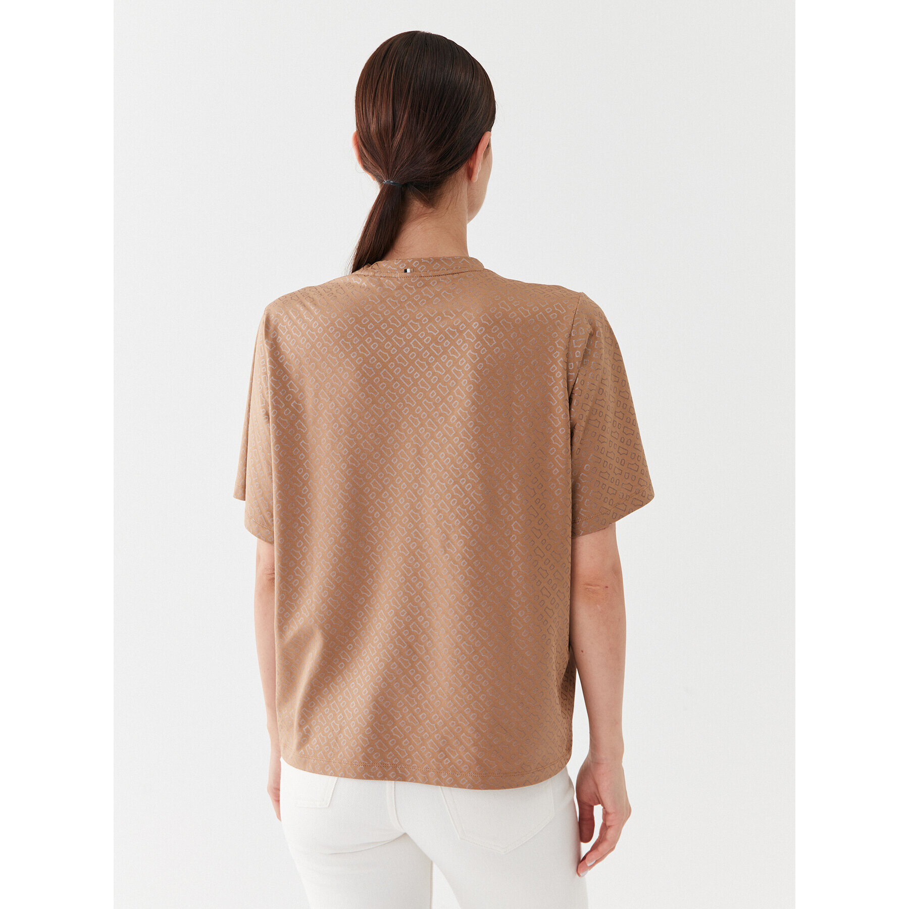 Boss Тишърт Ekri_Aop 50494353 Бежов Oversize - Pepit.bg