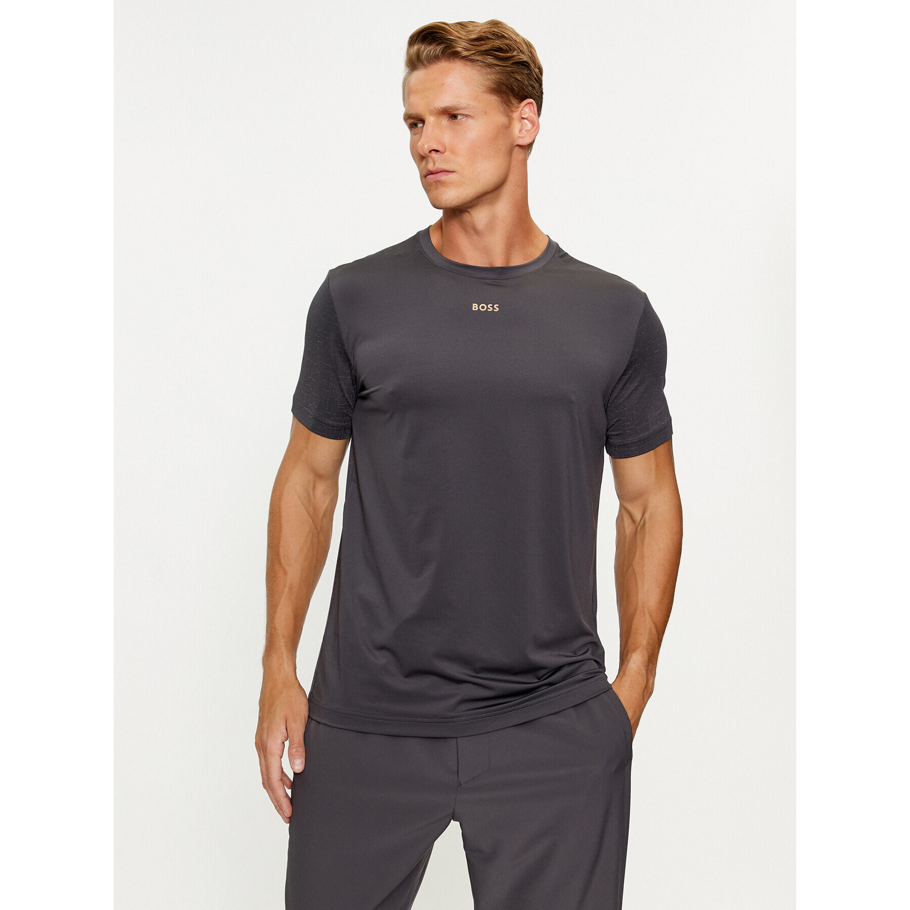 Boss Тишърт Active 1 50494735 Сив Slim Fit - Pepit.bg