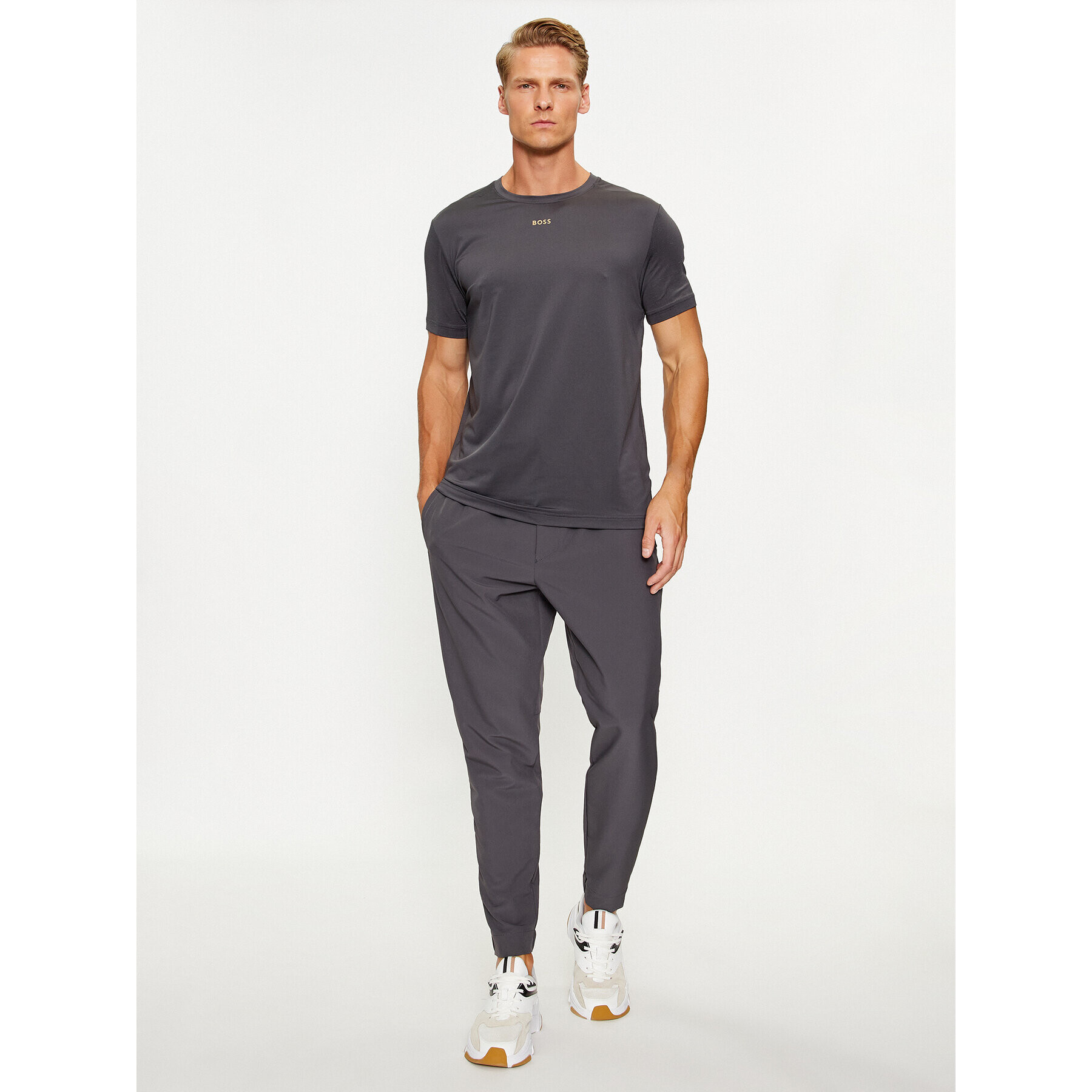 Boss Тишърт Active 1 50494735 Сив Slim Fit - Pepit.bg