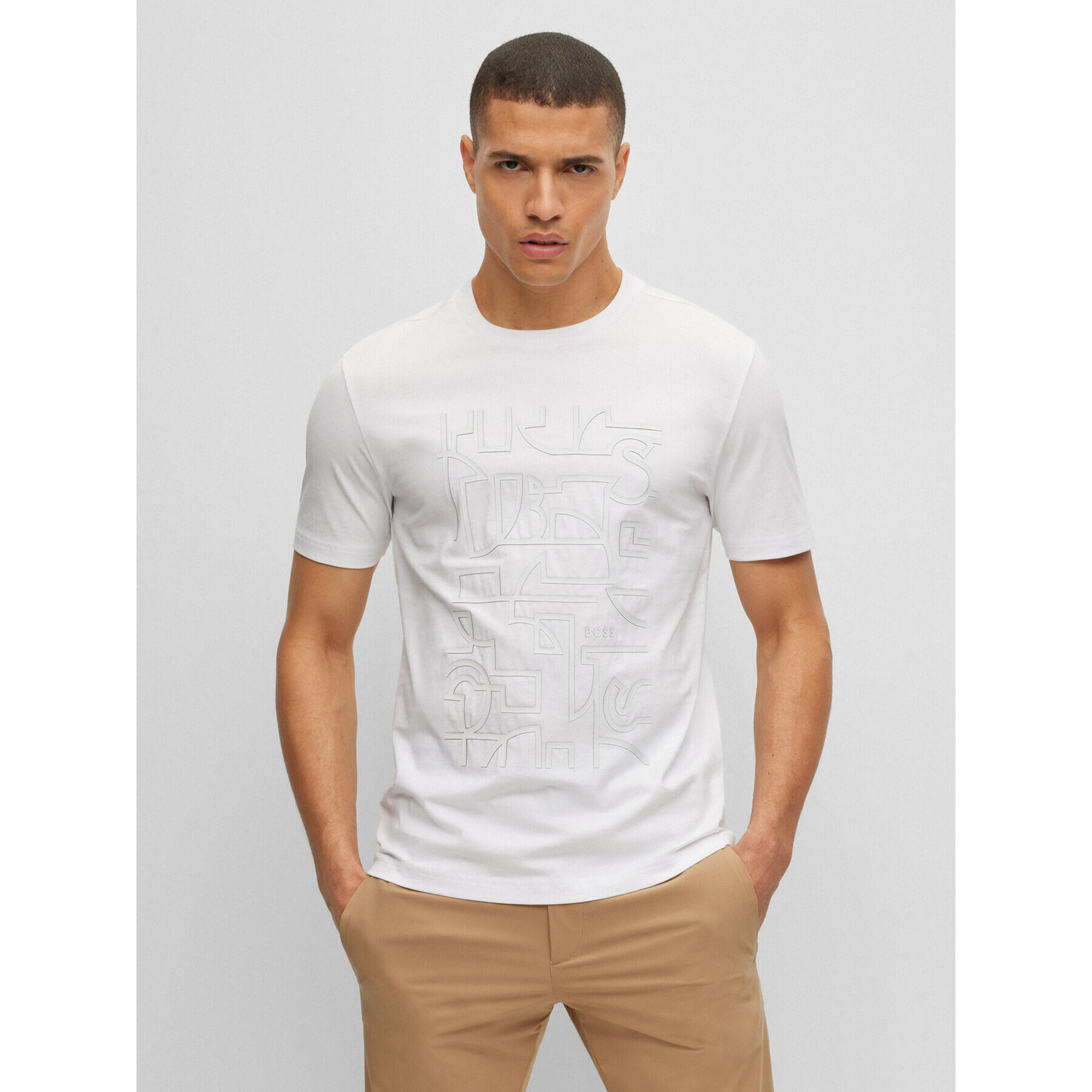 Boss Тишърт 50494783 Бял Regular Fit - Pepit.bg