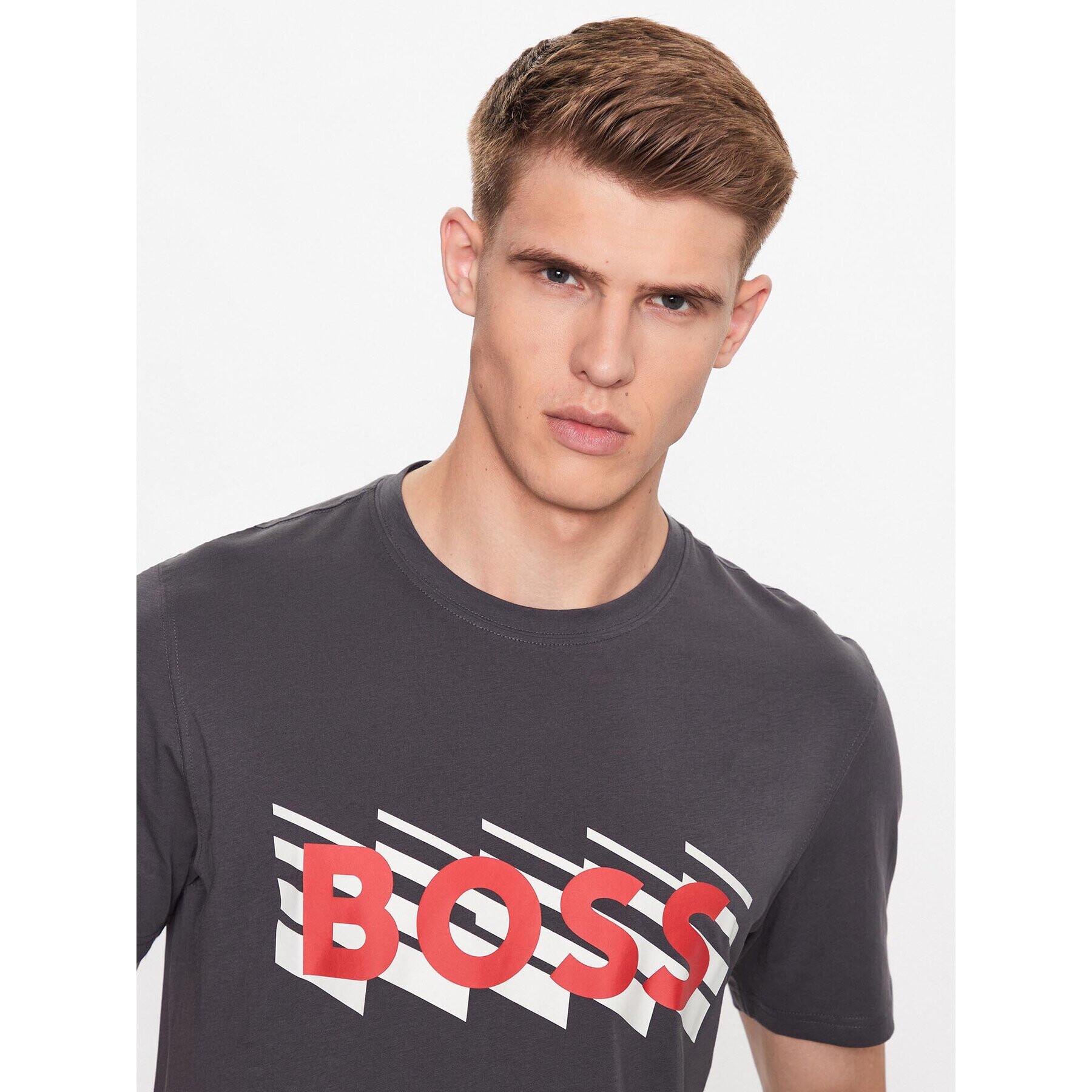 Boss Тишърт 50495719 Сив Regular Fit - Pepit.bg