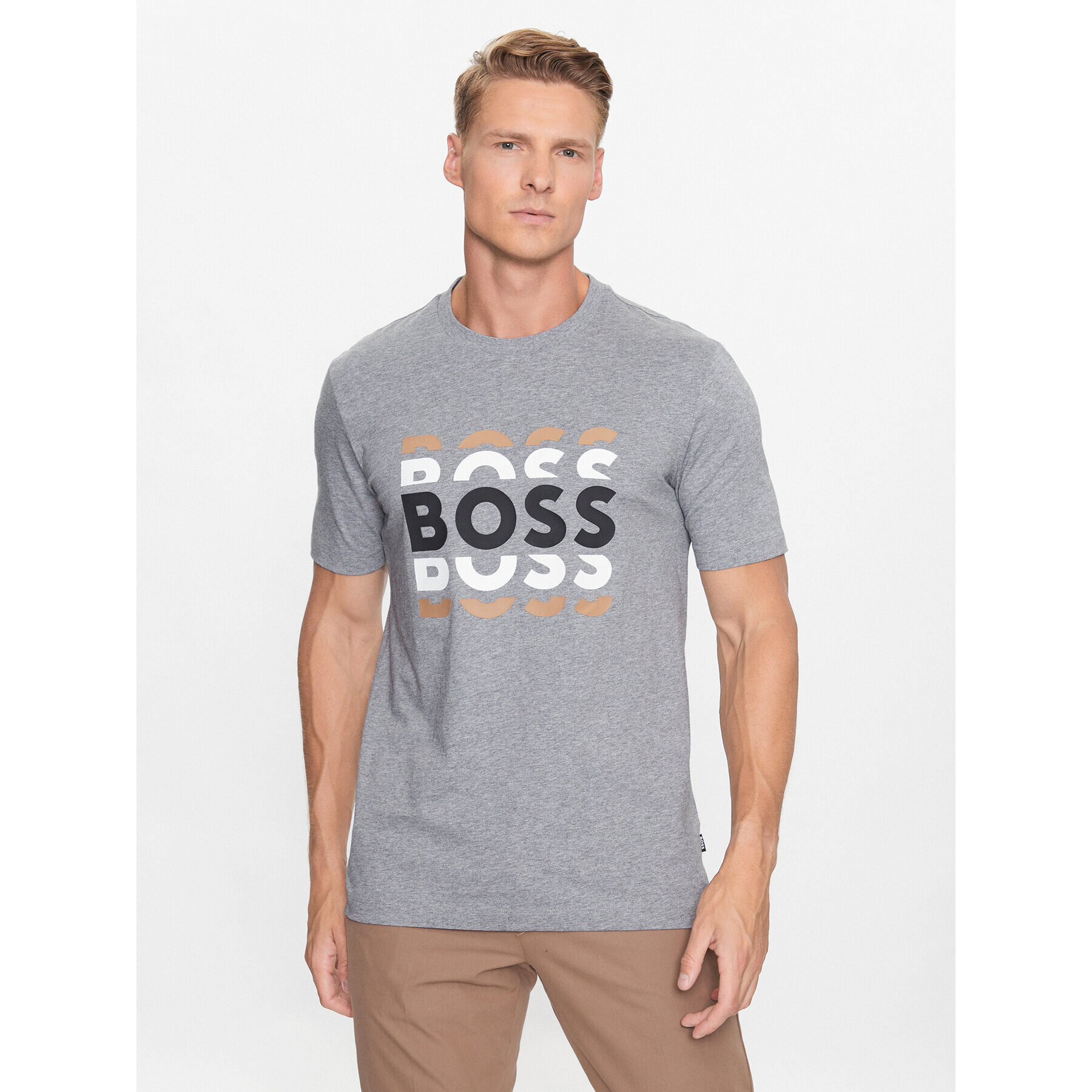 Boss Тишърт 50495735 Сив Regular Fit - Pepit.bg