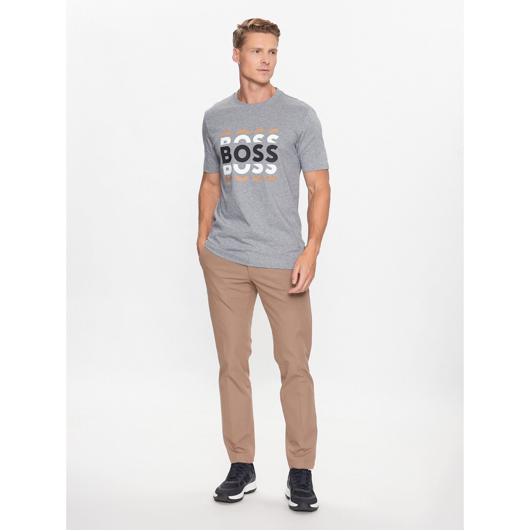 Boss Тишърт 50495735 Сив Regular Fit - Pepit.bg
