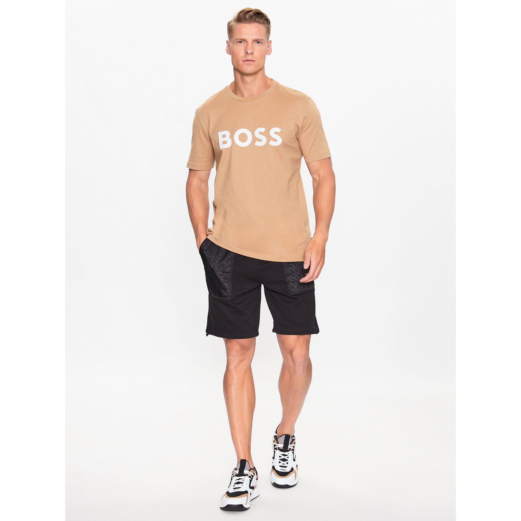 Boss Тишърт 50495742 Бежов Regular Fit - Pepit.bg