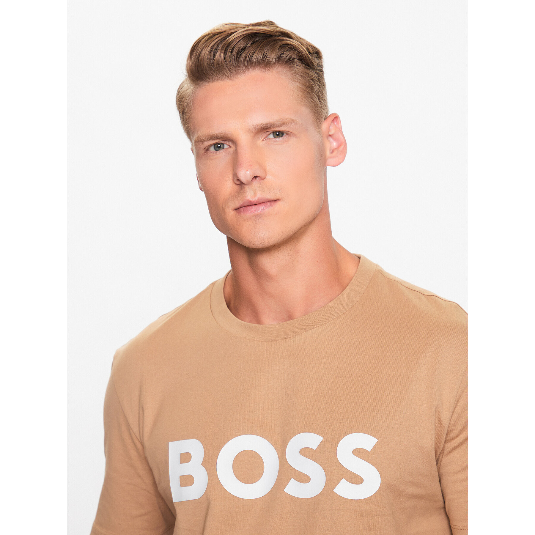Boss Тишърт 50495742 Бежов Regular Fit - Pepit.bg