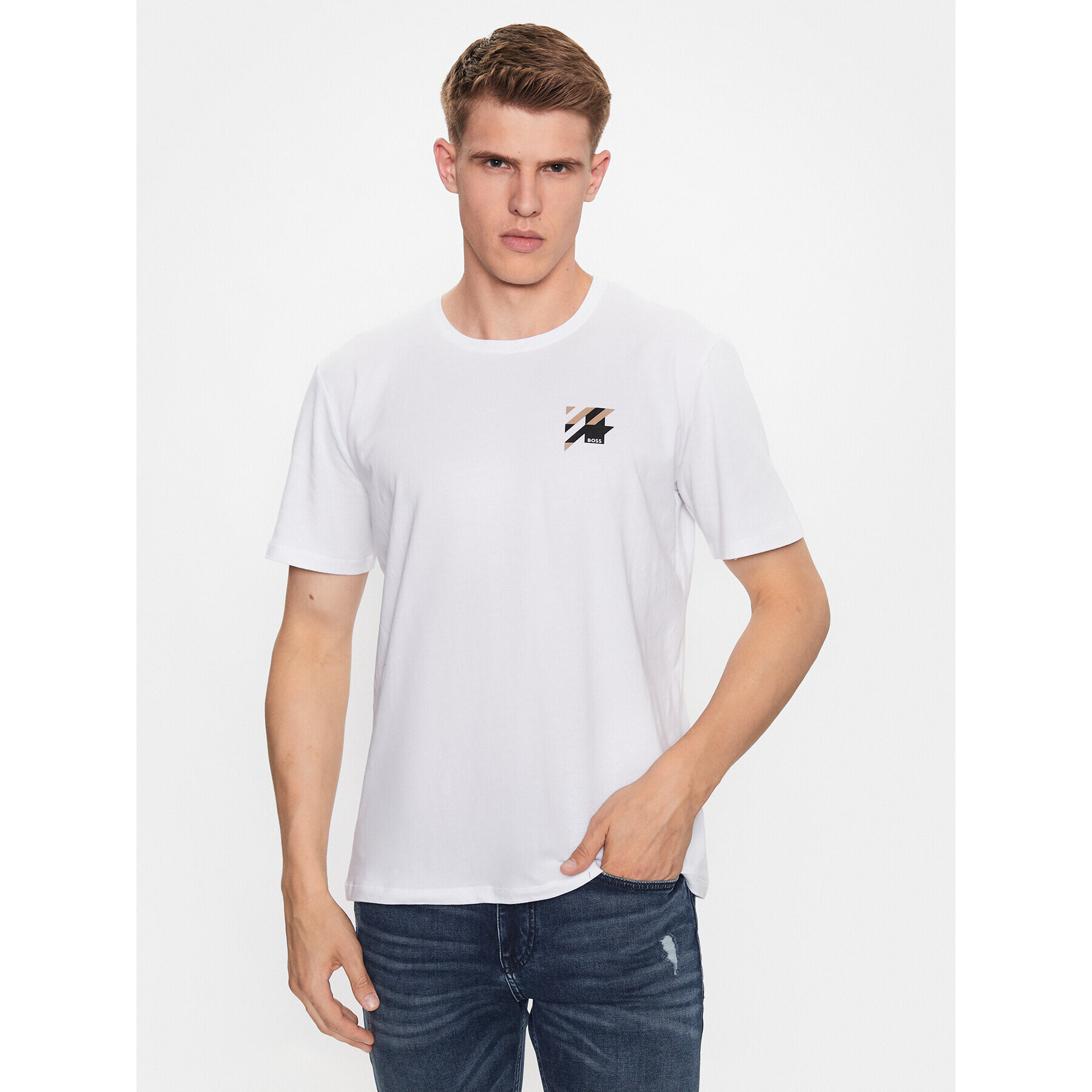 Boss Тишърт 50496122 Бял Regular Fit - Pepit.bg