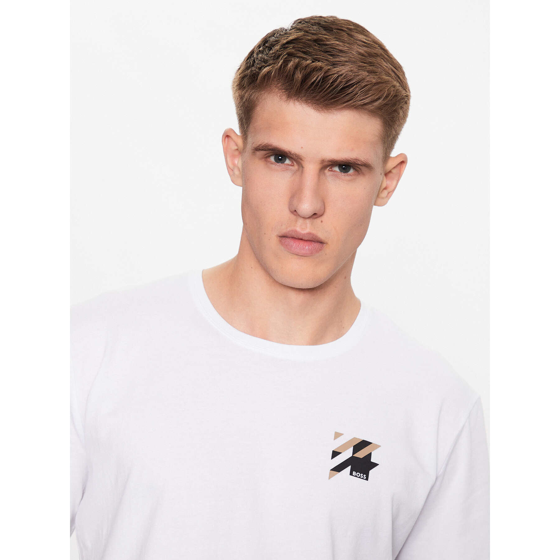 Boss Тишърт 50496122 Бял Regular Fit - Pepit.bg