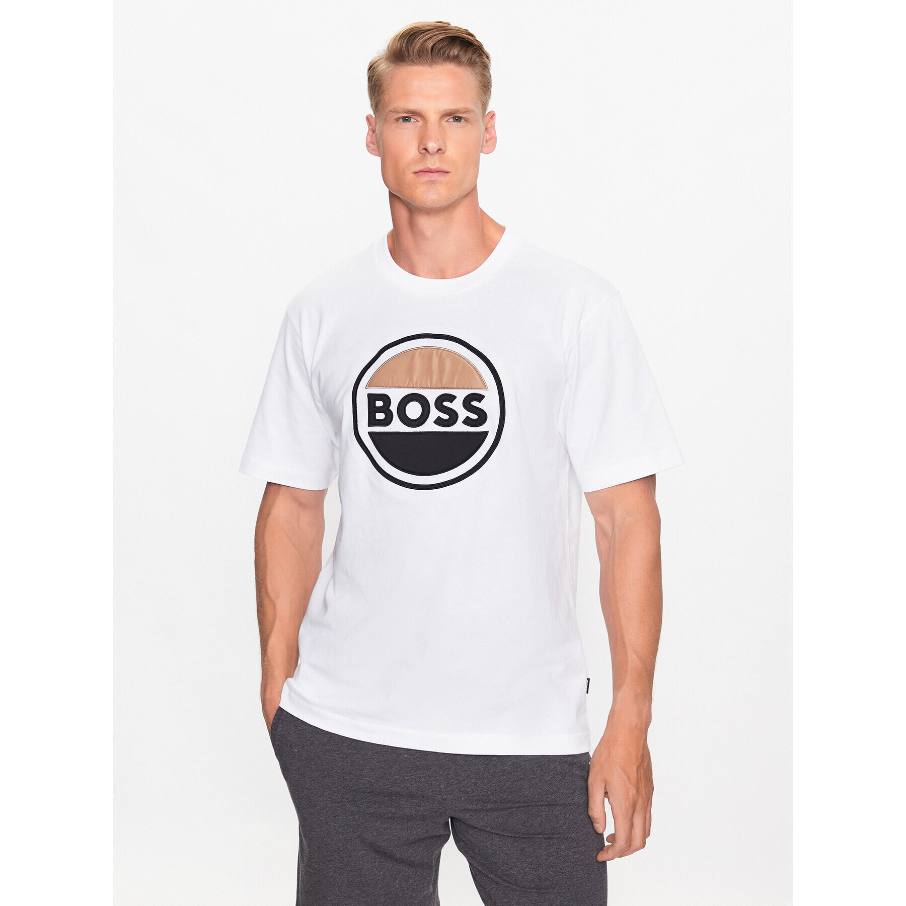 Boss Тишърт 50496223 Бял Regular Fit - Pepit.bg