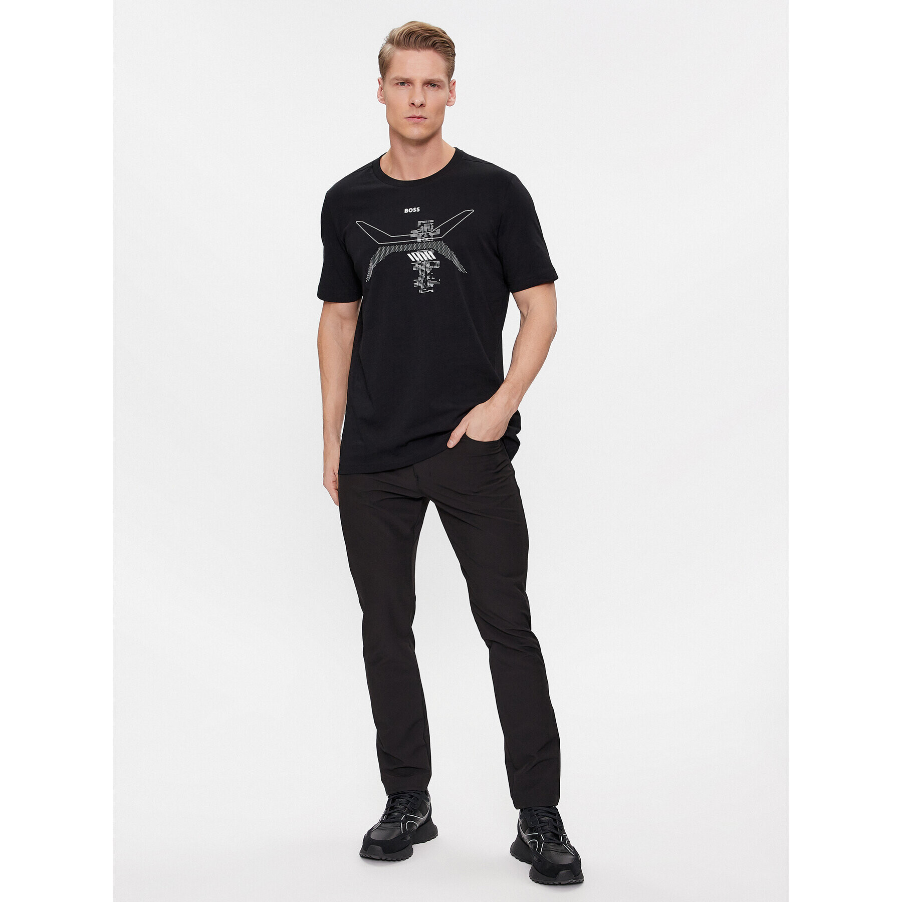 Boss Тишърт 50506358 Черен Regular Fit - Pepit.bg