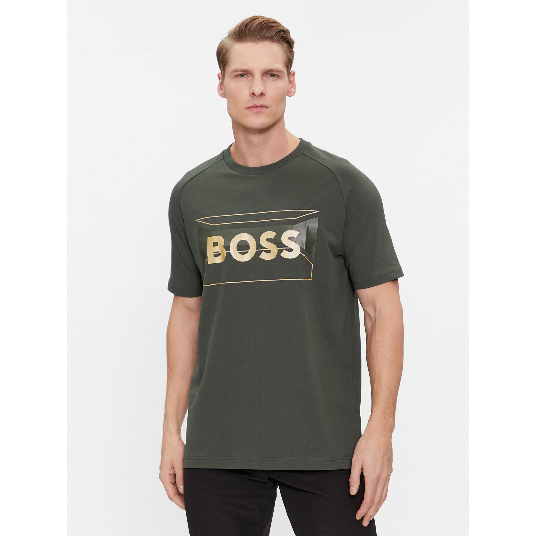 Boss Тишърт 50514527 Зелен Regular Fit - Pepit.bg