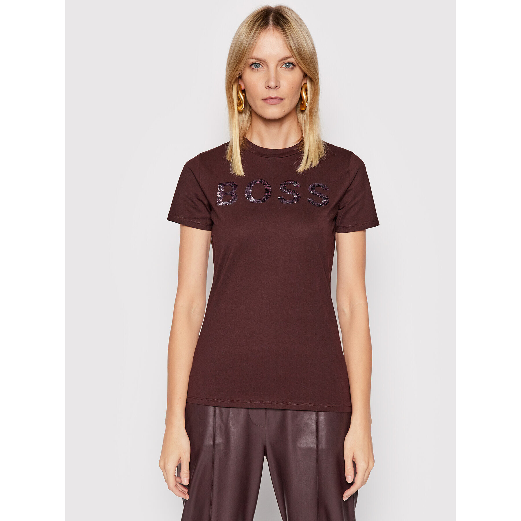 Boss Тишърт C_Elogo_4 50464505 Бордо Regular Fit - Pepit.bg