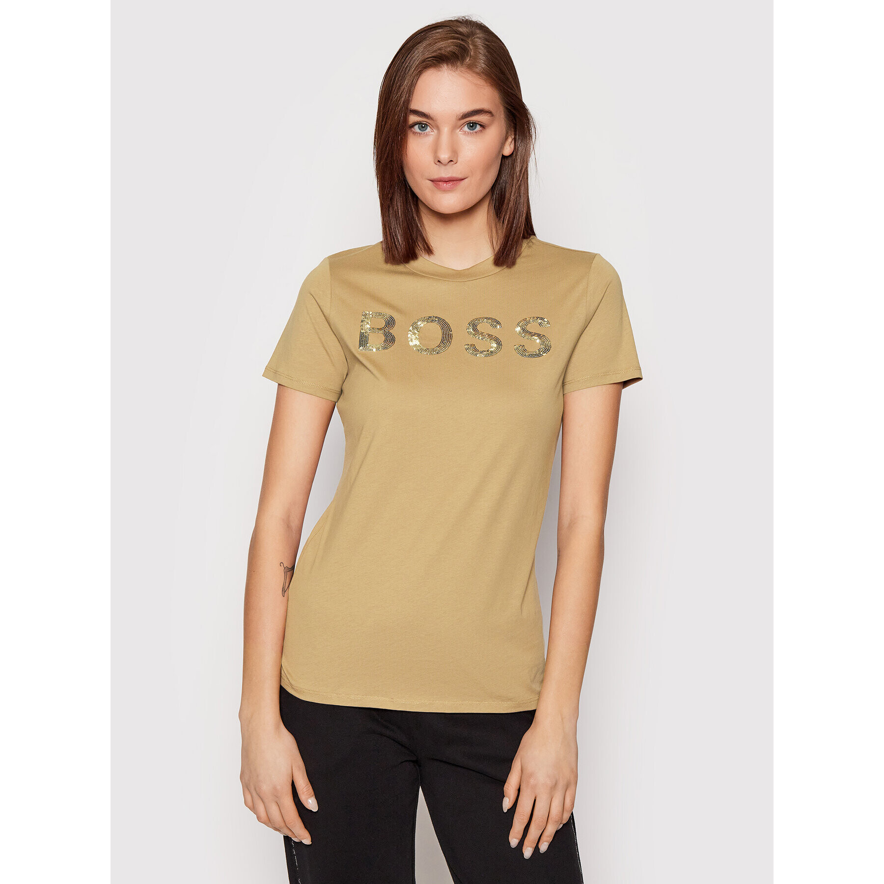 Boss Тишърт C_Elogo_4 50464505 Кафяв Regular Fit - Pepit.bg
