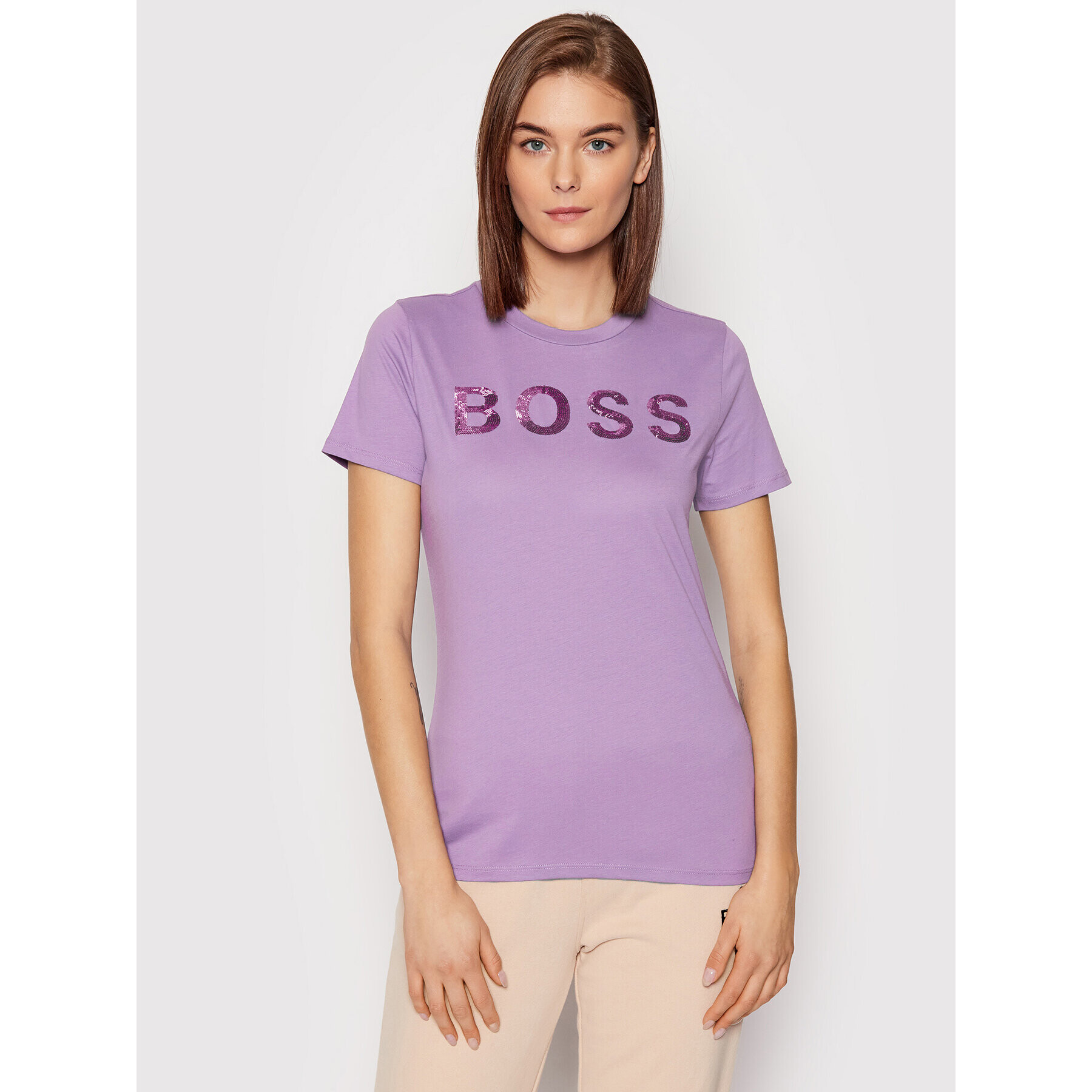 Boss Тишърт C_Elogo_4 50464505 Виолетов Regular Fit - Pepit.bg