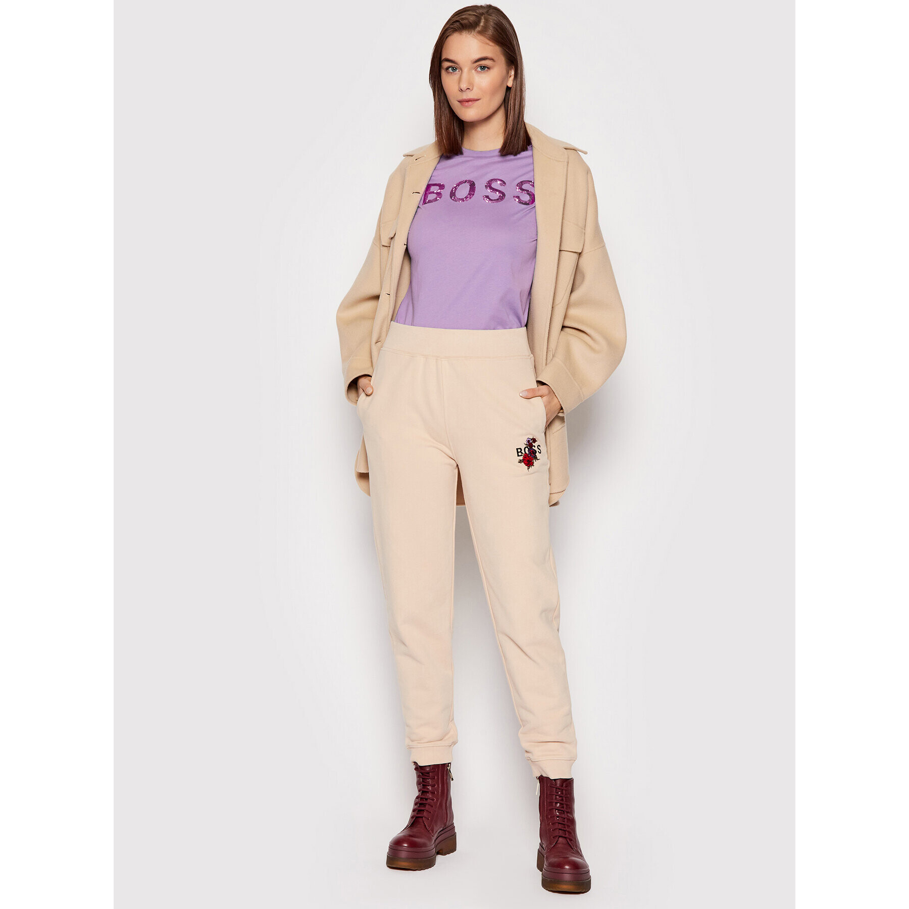 Boss Тишърт C_Elogo_4 50464505 Виолетов Regular Fit - Pepit.bg