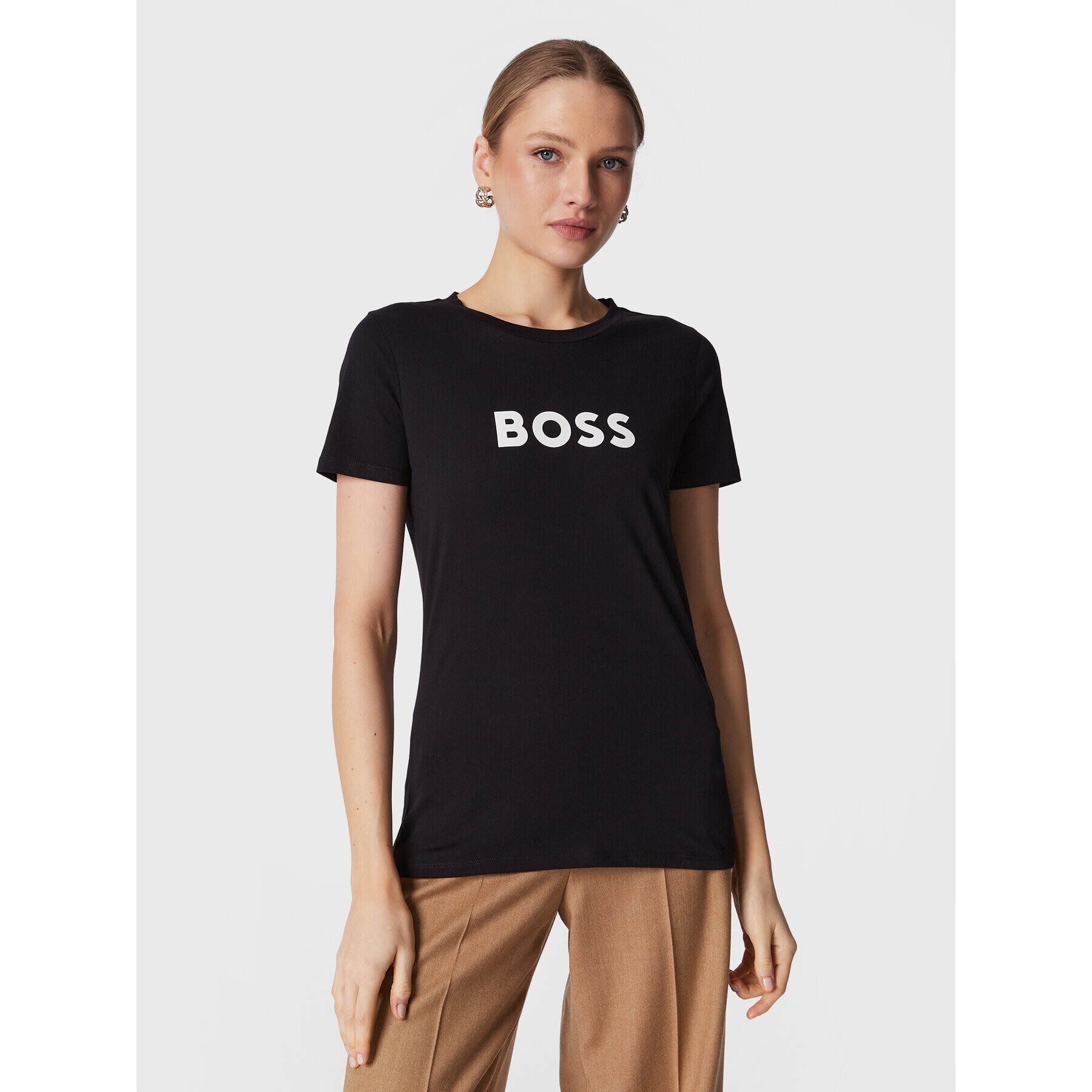 Boss Тишърт C_Elogo_5 50468356 Черен Regular Fit - Pepit.bg