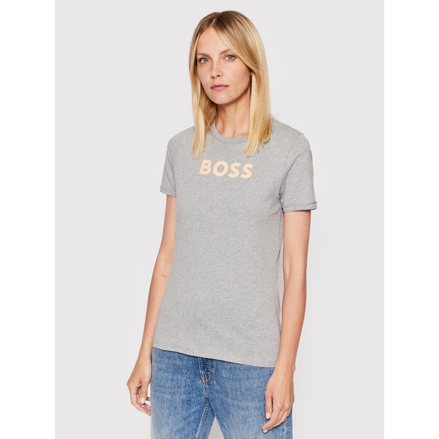 Boss Тишърт C_Elogo_7 50472255 Сив Regular Fit - Pepit.bg