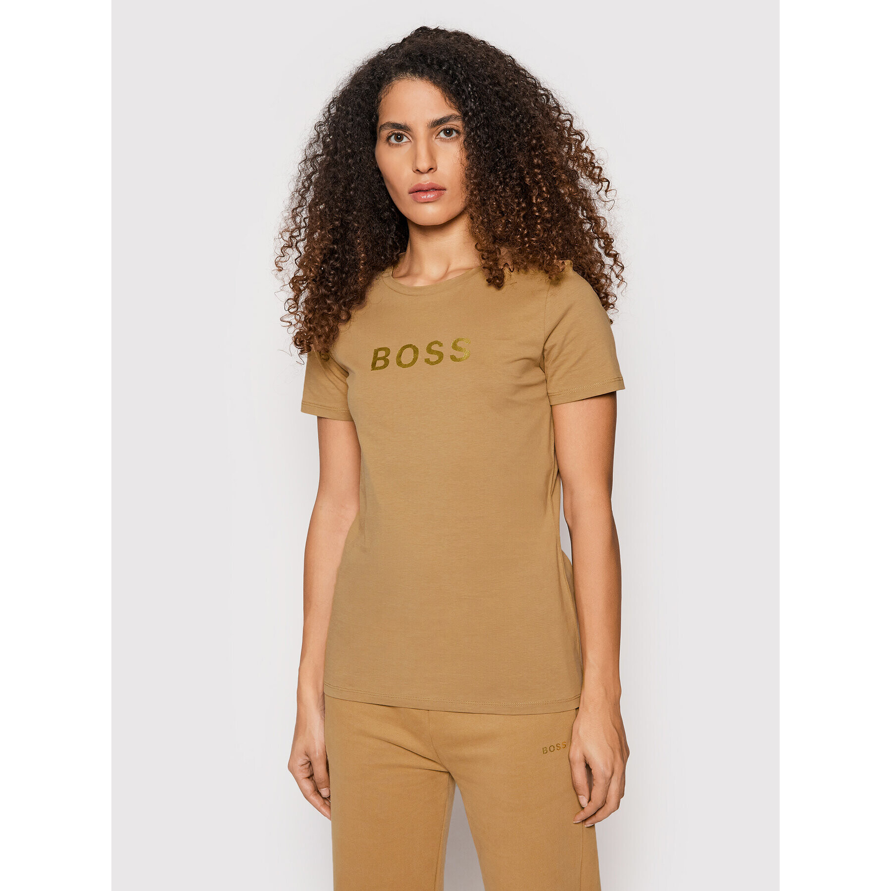 Boss Тишърт C Elogo Gold 50461947 Кафяв Regular Fit - Pepit.bg