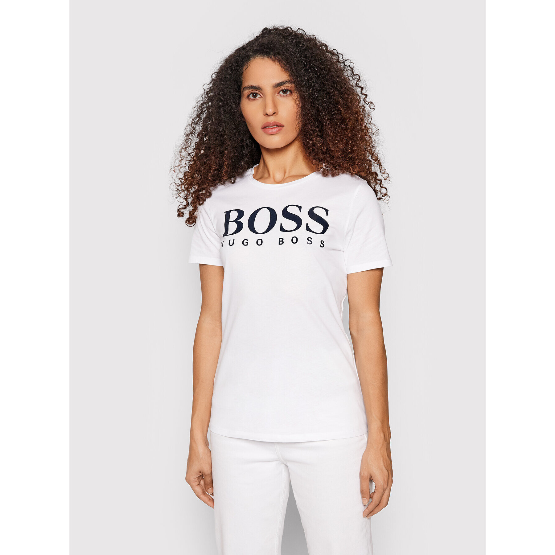 Boss Тишърт C_Elogo3 50457365 Бял Slim Fit - Pepit.bg