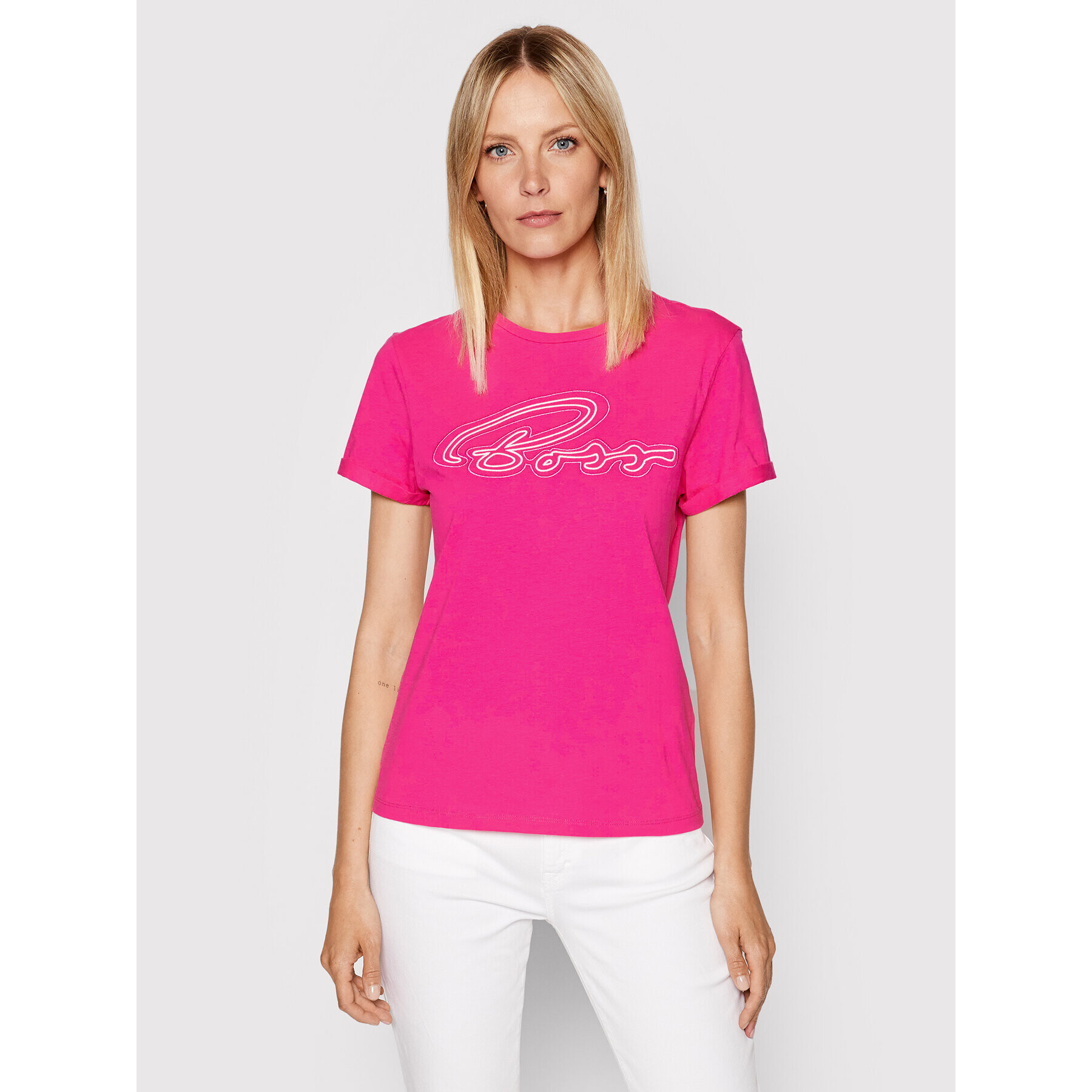 Boss Тишърт C_Esummer 50470897 Розов Regular Fit - Pepit.bg