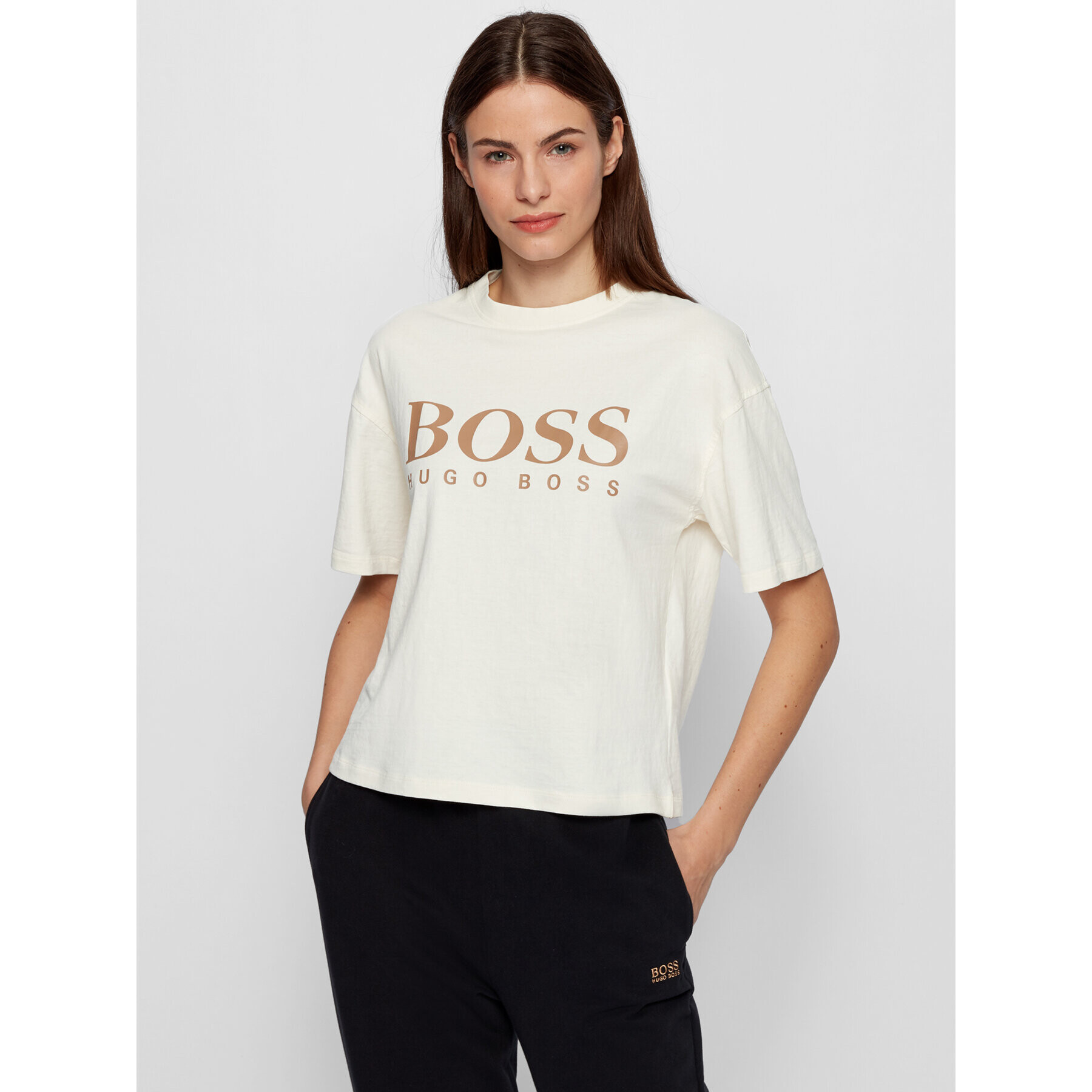 Boss Тишърт C_Evina_Active 50457388 Бежов Relaxed Fit - Pepit.bg