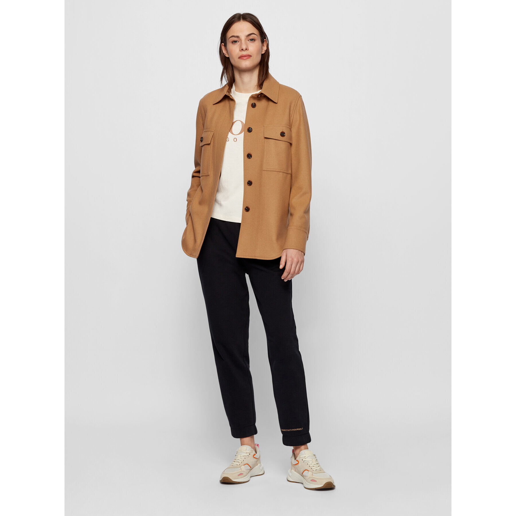 Boss Тишърт C_Evina_Active 50457388 Бежов Relaxed Fit - Pepit.bg