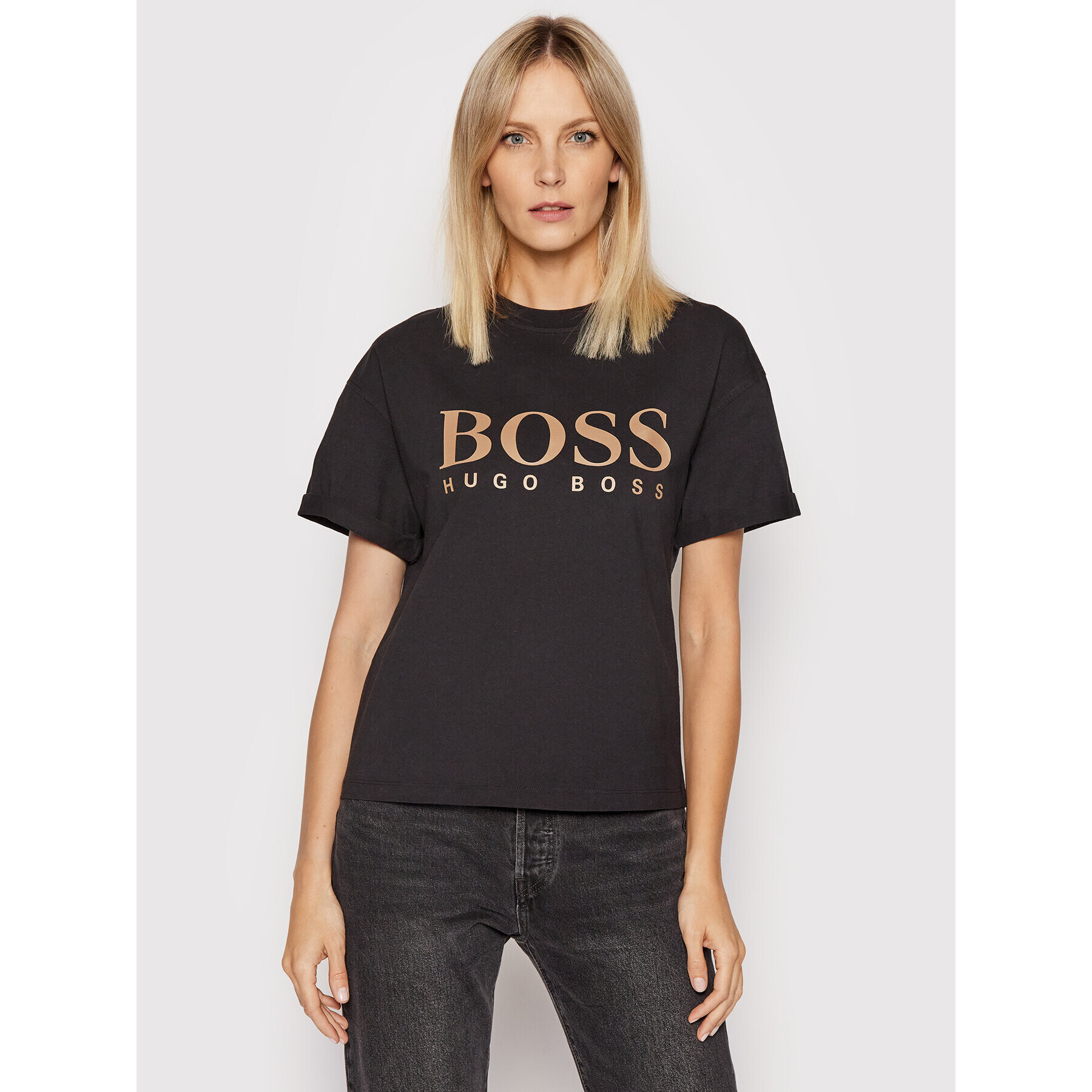 Boss Тишърт C_Evina_Active 50457388 Черен Relaxed Fit - Pepit.bg