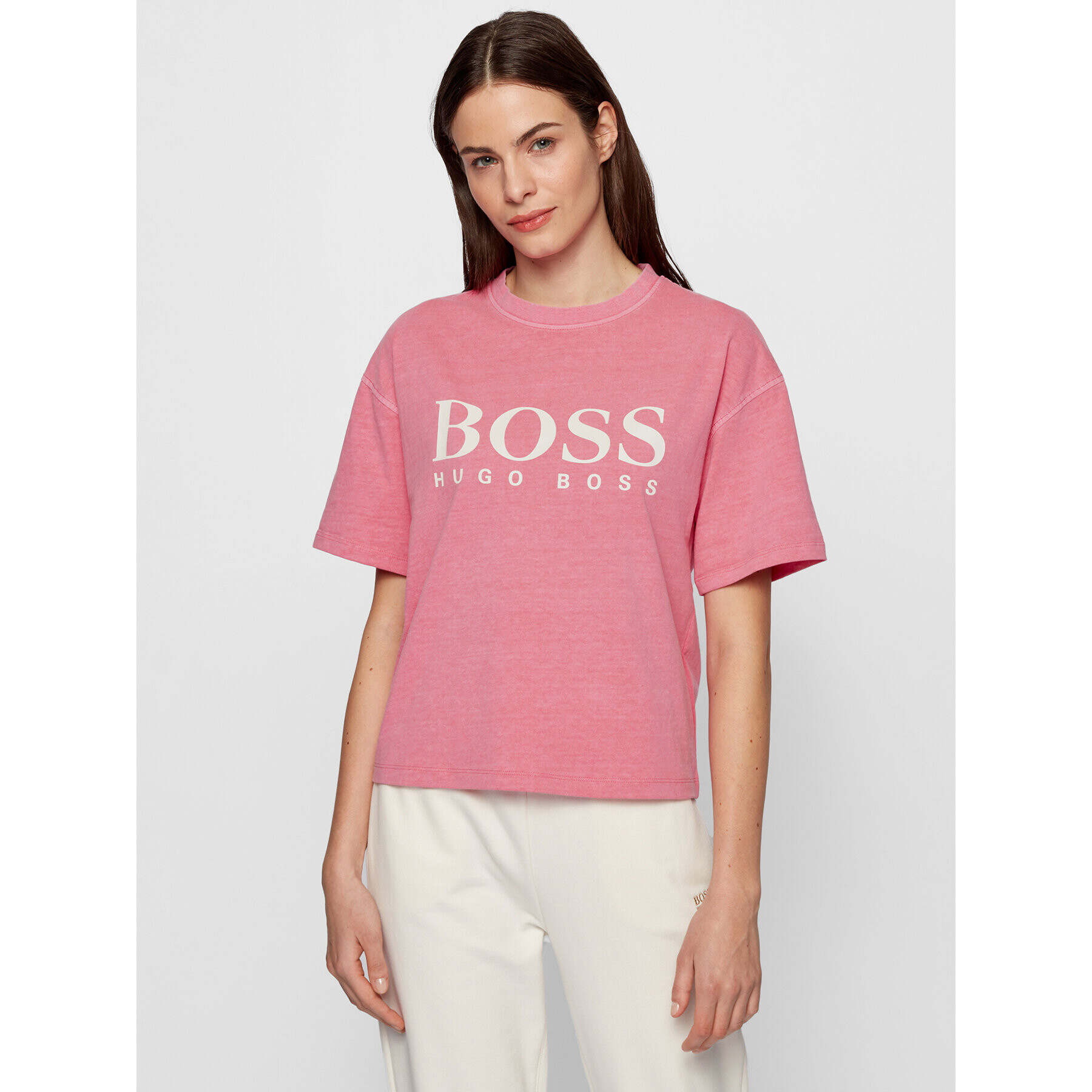 Boss Тишърт C_Evina_Active 50457388 Розов Relaxed Fit - Pepit.bg