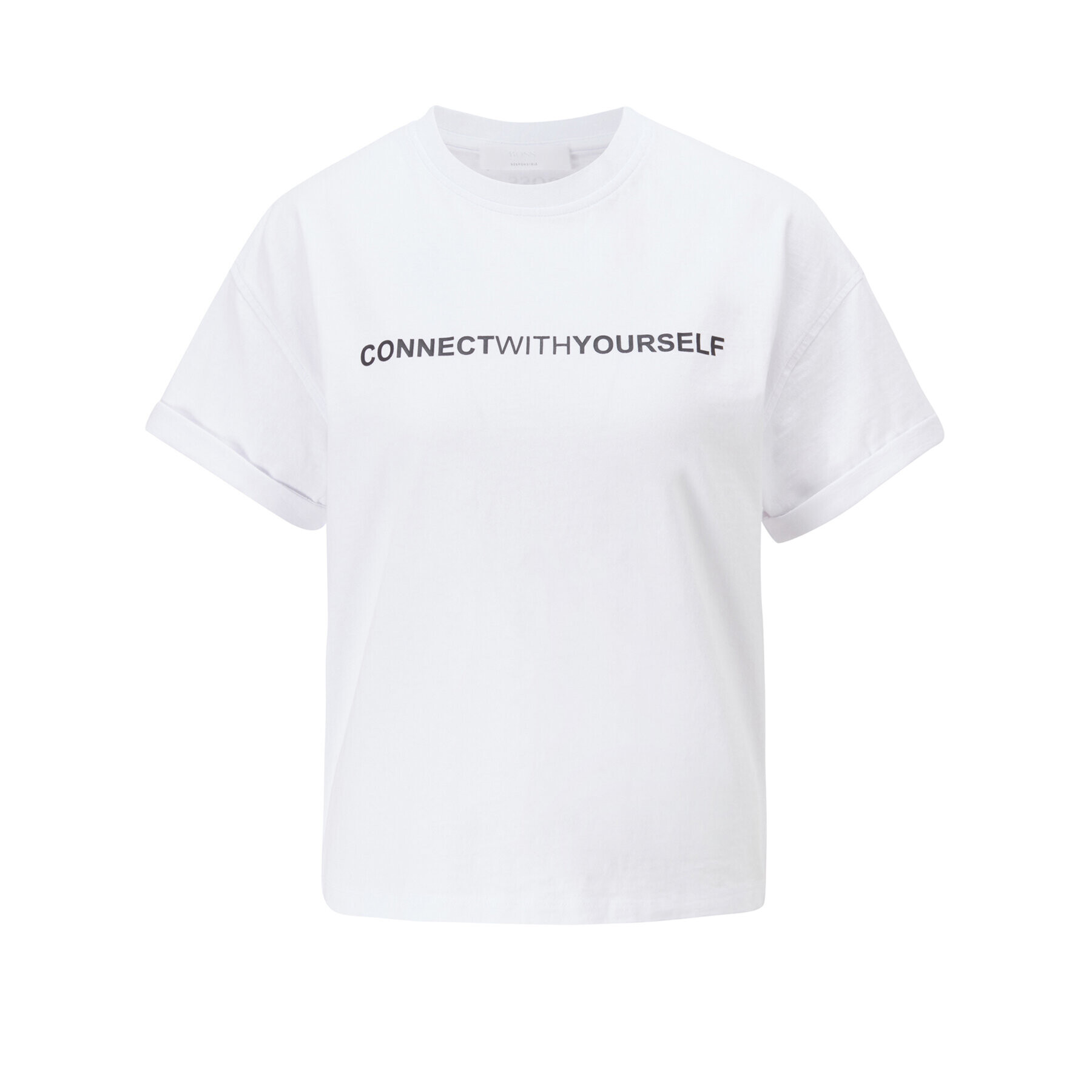 Boss Тишърт C_EvinaSlogan_Active 50457389 Бял Regular Fit - Pepit.bg