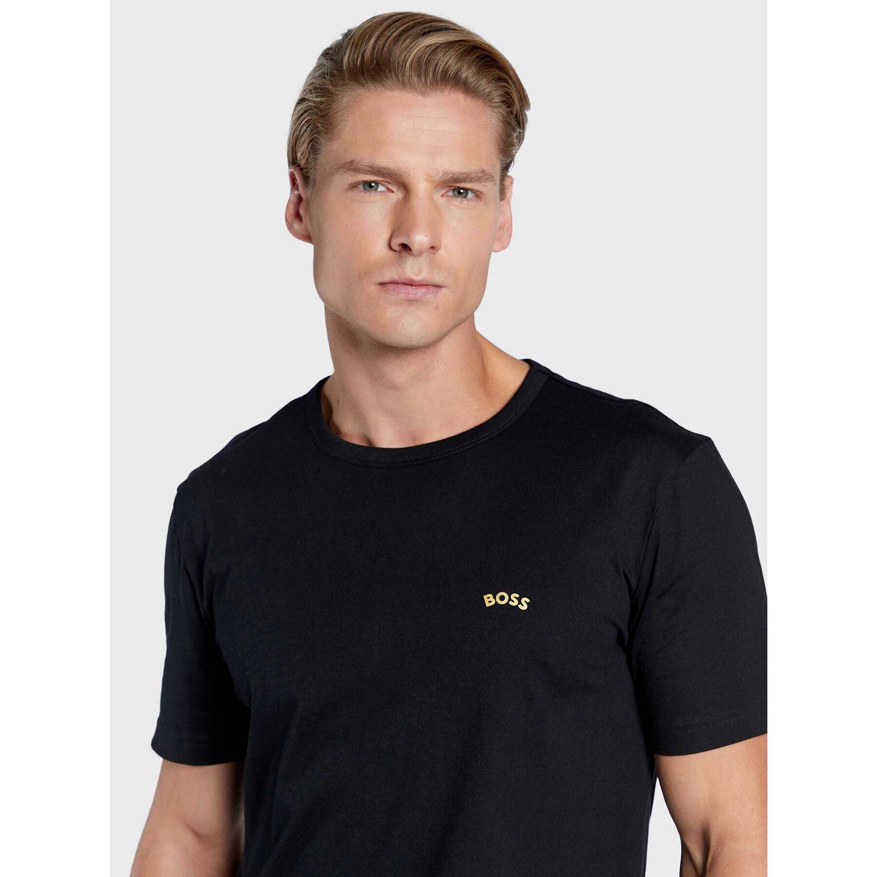 Boss Тишърт Curved Logo 50469045 Черен Regular Fit - Pepit.bg