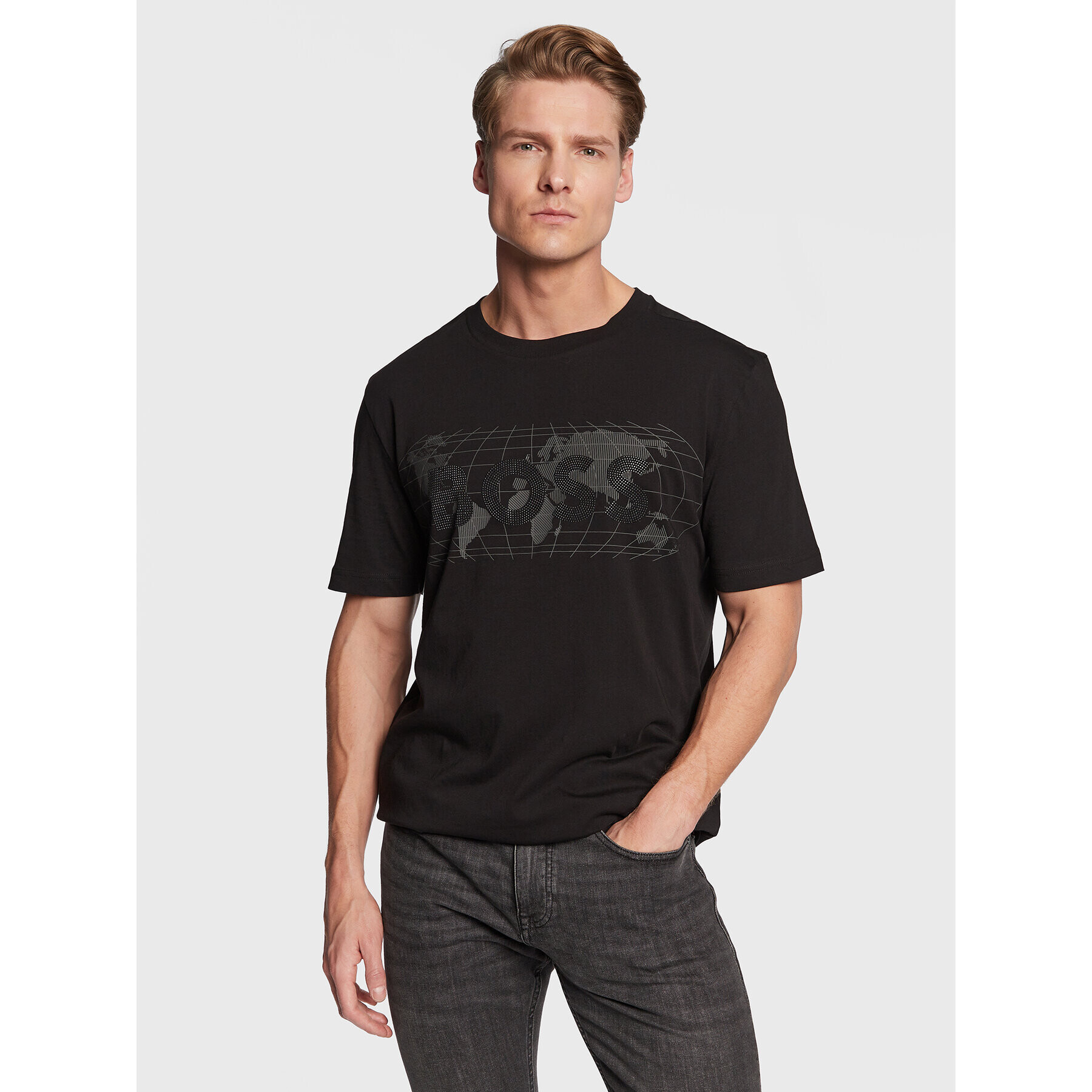 Boss Тишърт Diamond 1 50485304 Черен Regular Fit - Pepit.bg