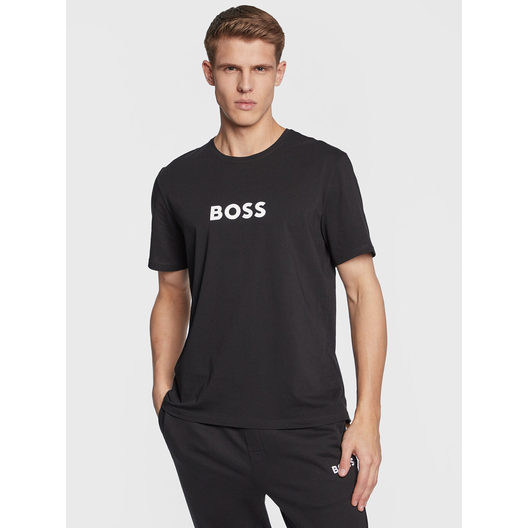 Boss Тишърт Easy 50485867 Черен Regular Fit - Pepit.bg