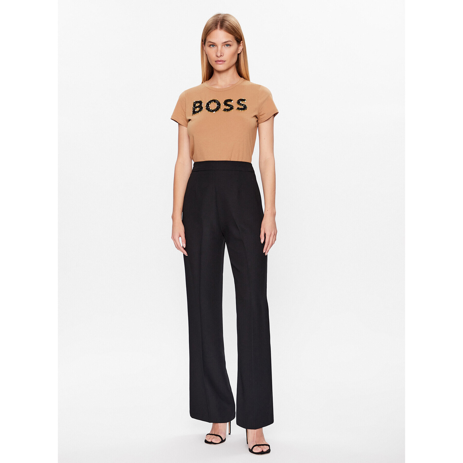 Boss Тишърт Eventsa 50484646 Бежов Slim Fit - Pepit.bg