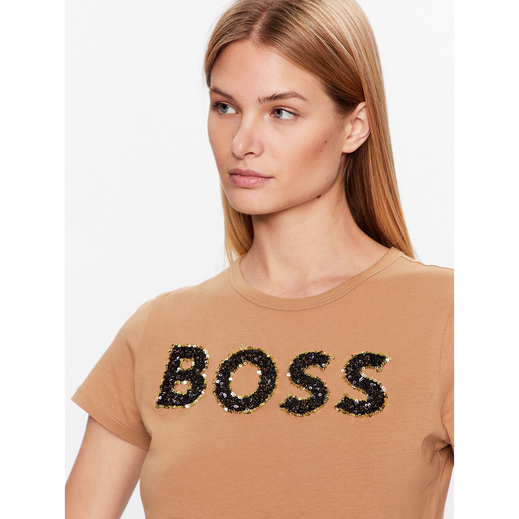 Boss Тишърт Eventsa 50484646 Бежов Slim Fit - Pepit.bg