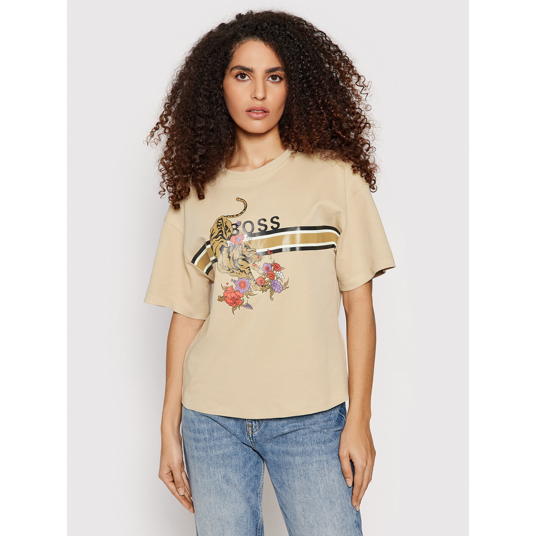 Boss Тишърт Evina_LNY 50468049 Бежов Relaxed Fit - Pepit.bg