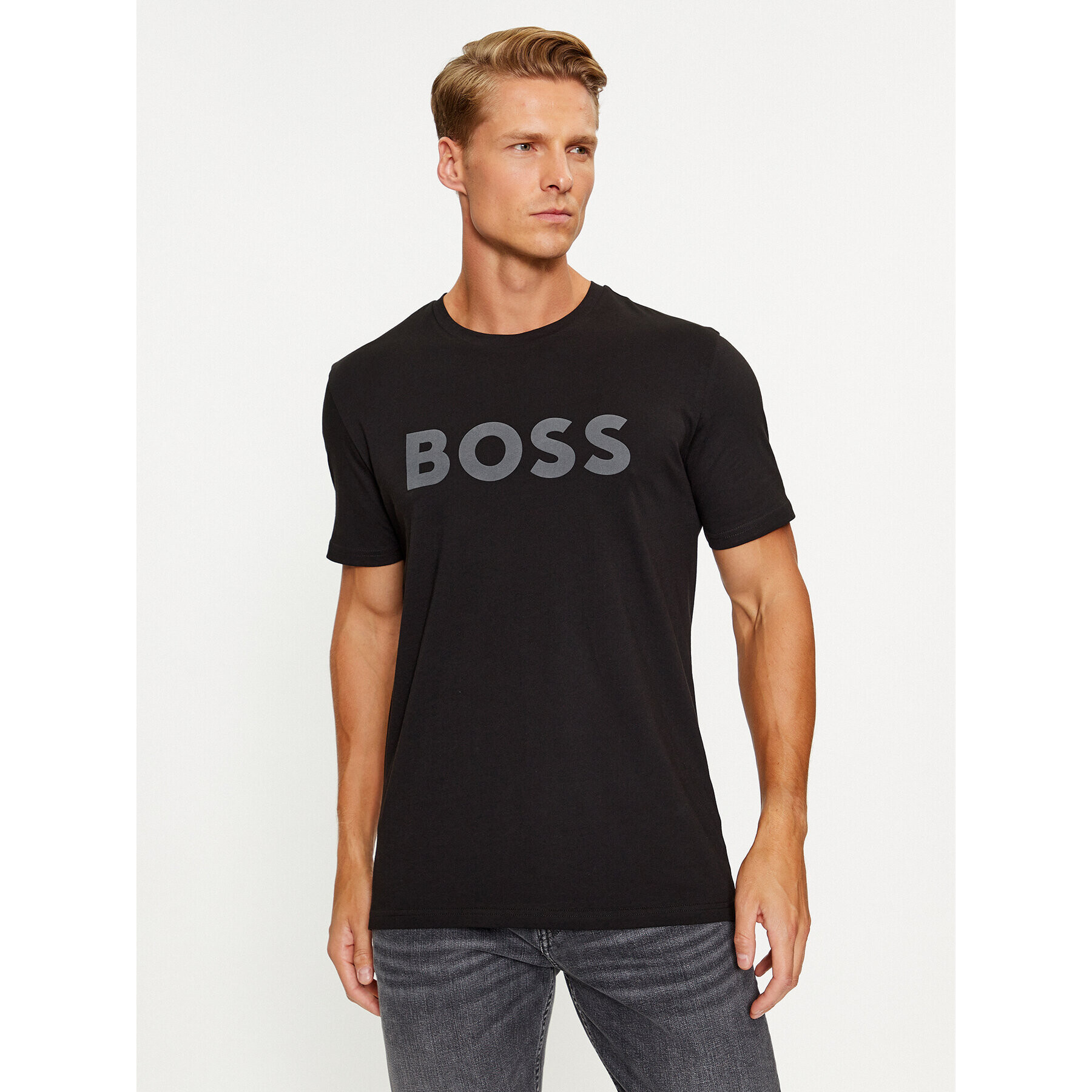 Boss Тишърт Jersey Thinking 1 50481923 Черен Regular Fit - Pepit.bg