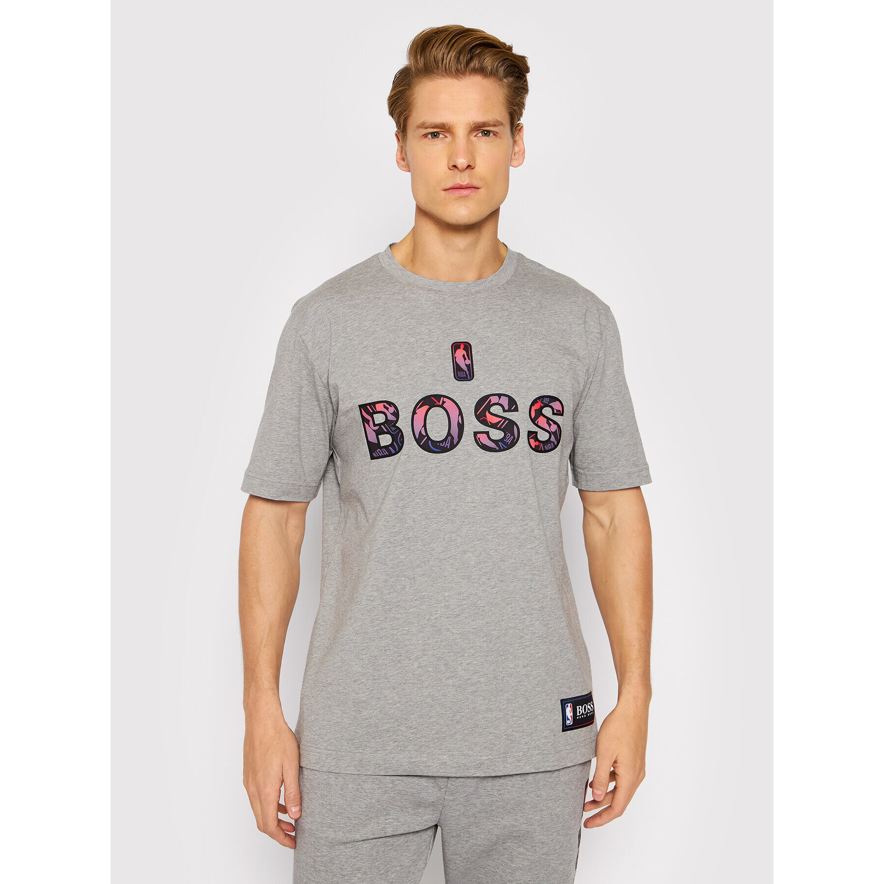 Boss Тишърт NBA TBasket_2 50461962 Сив Regular Fit - Pepit.bg