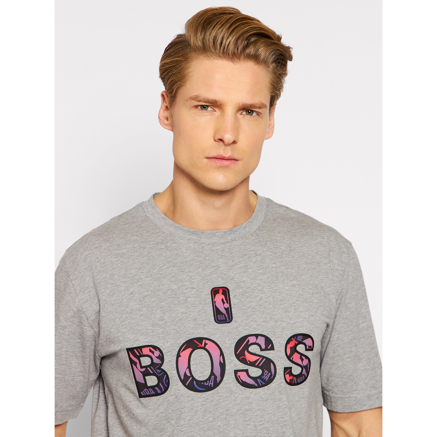 Boss Тишърт NBA TBasket_2 50461962 Сив Regular Fit - Pepit.bg