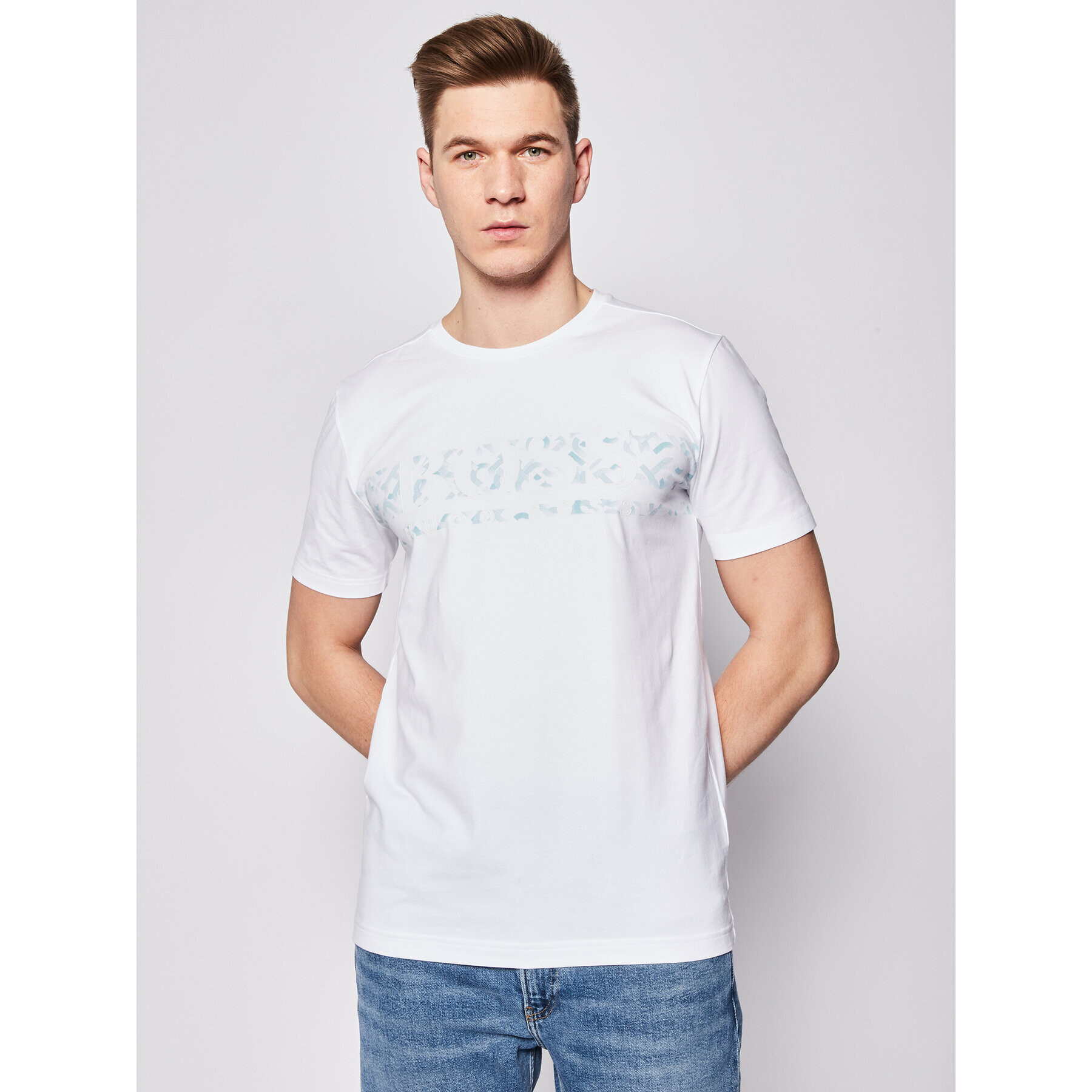 Boss Тишърт Tee 14 50427338 Бял Regular Fit - Pepit.bg