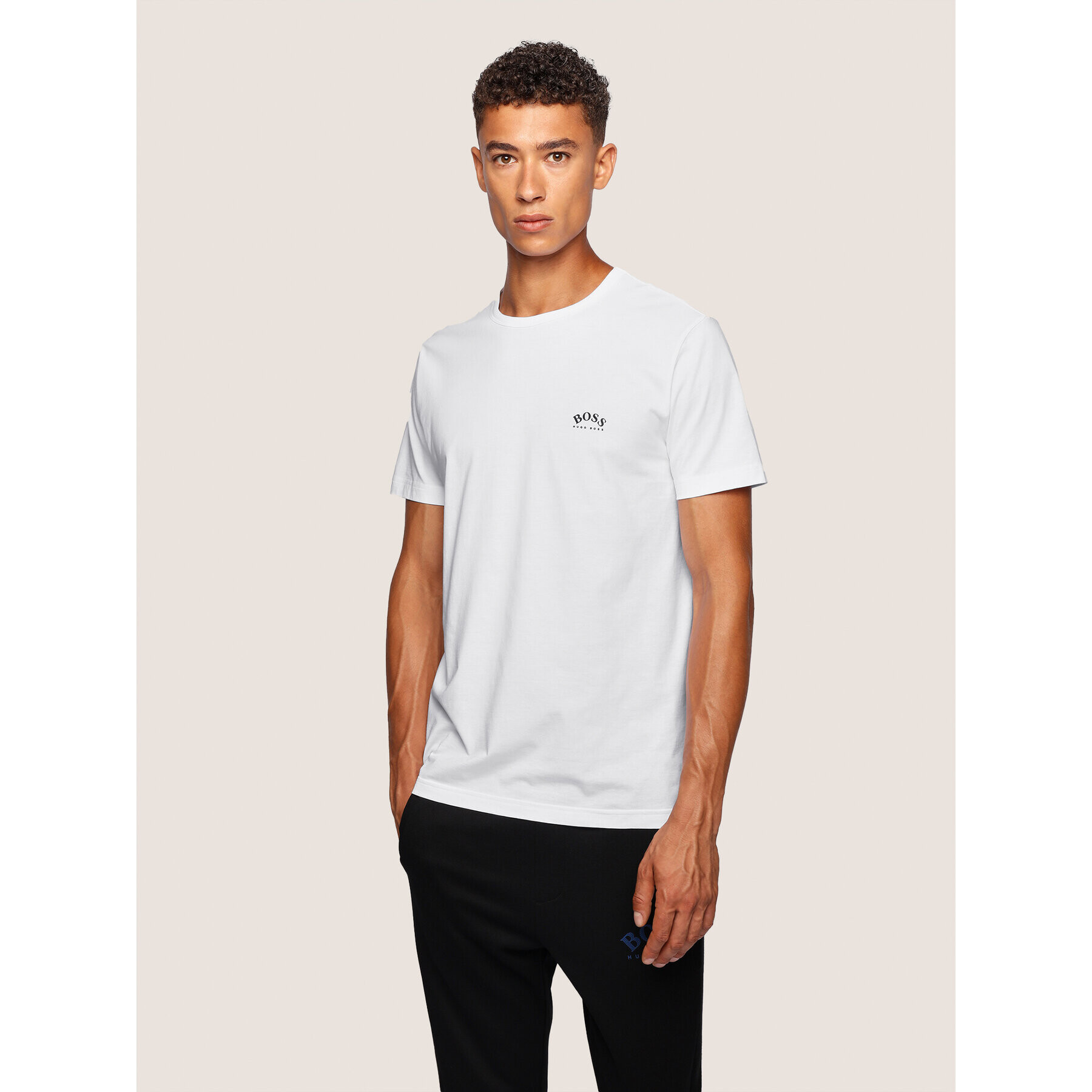 Boss Тишърт Tee Curved 50412363 Бял Regular Fit - Pepit.bg