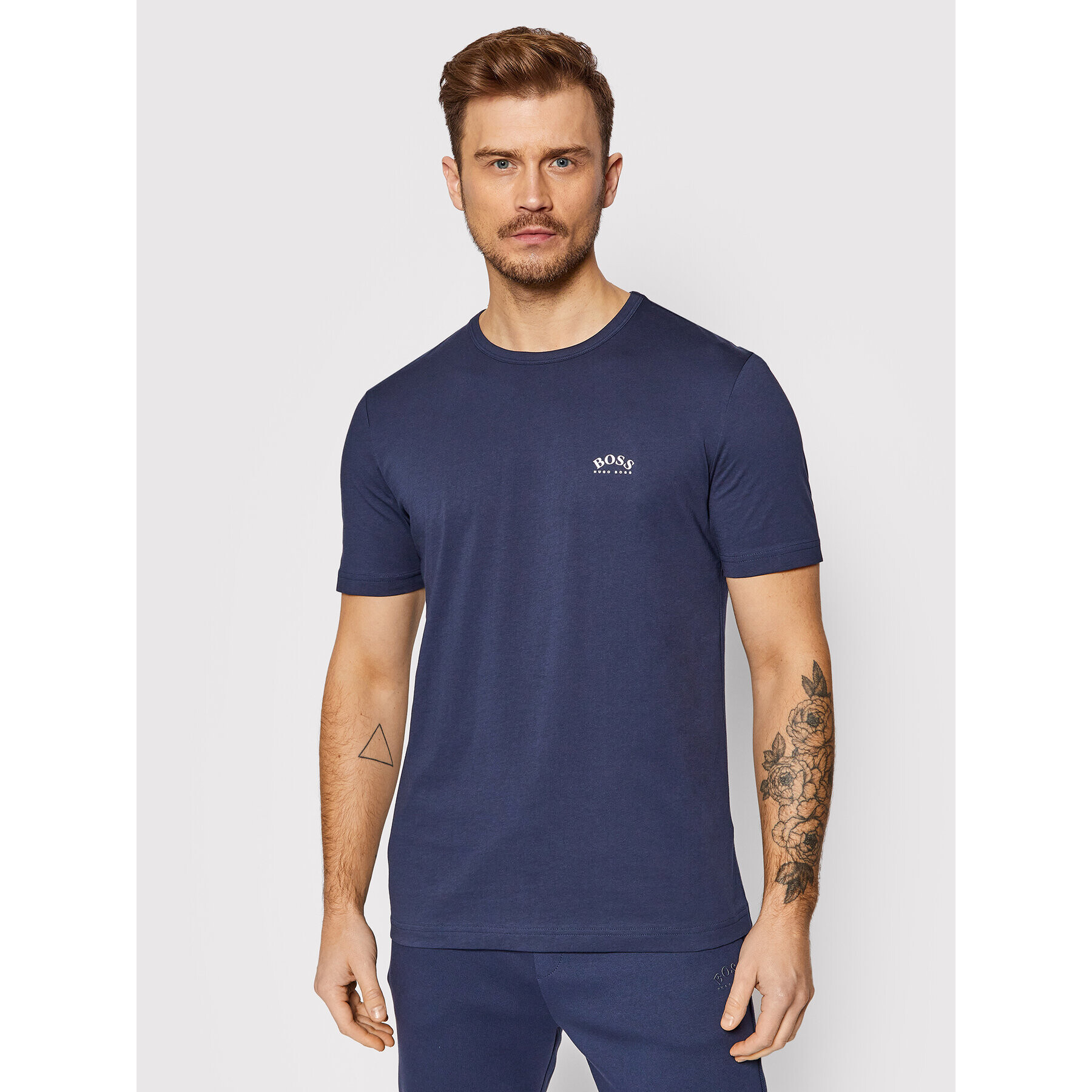 Boss Тишърт Tee Curved 50412363 Тъмносин Regular Fit - Pepit.bg