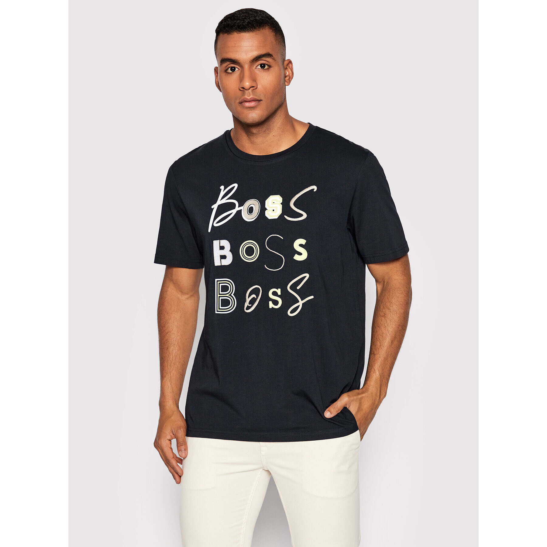 Boss Тишърт Teelogofun 50473066 Тъмносин Loose Fit - Pepit.bg