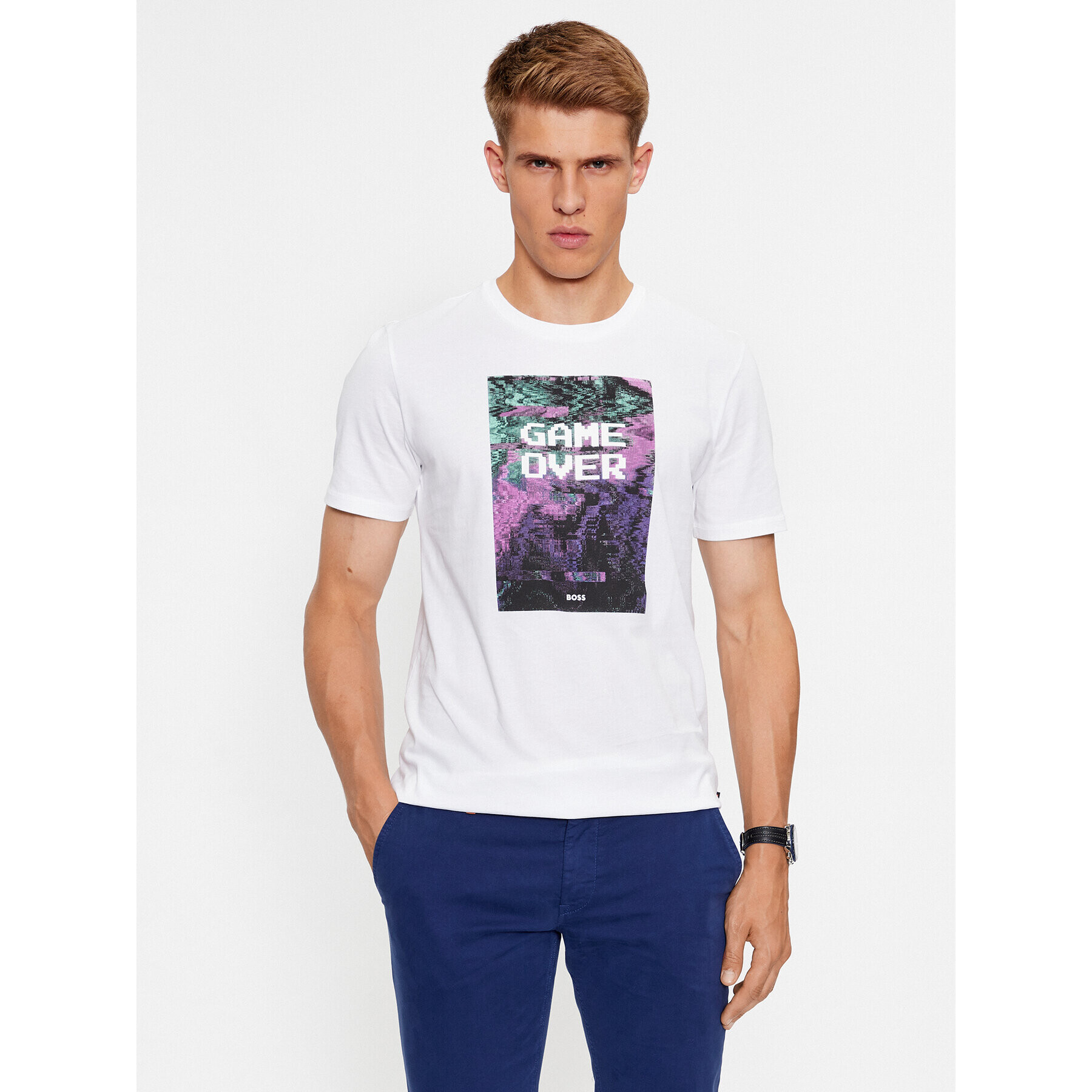 Boss Тишърт Temessage 50503552 Бял Relaxed Fit - Pepit.bg