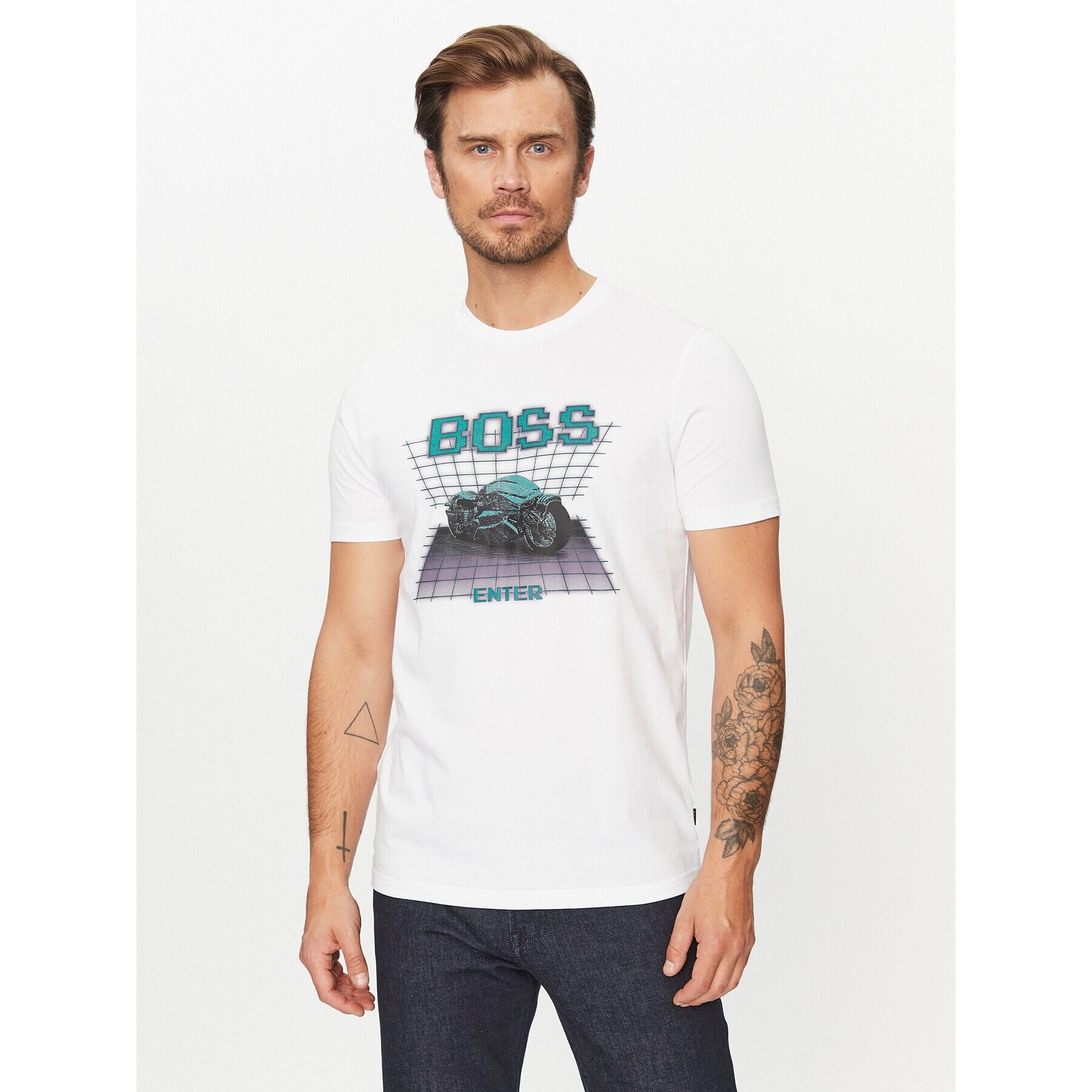 Boss Тишърт Teenter 50503551 Бял Regular Fit - Pepit.bg