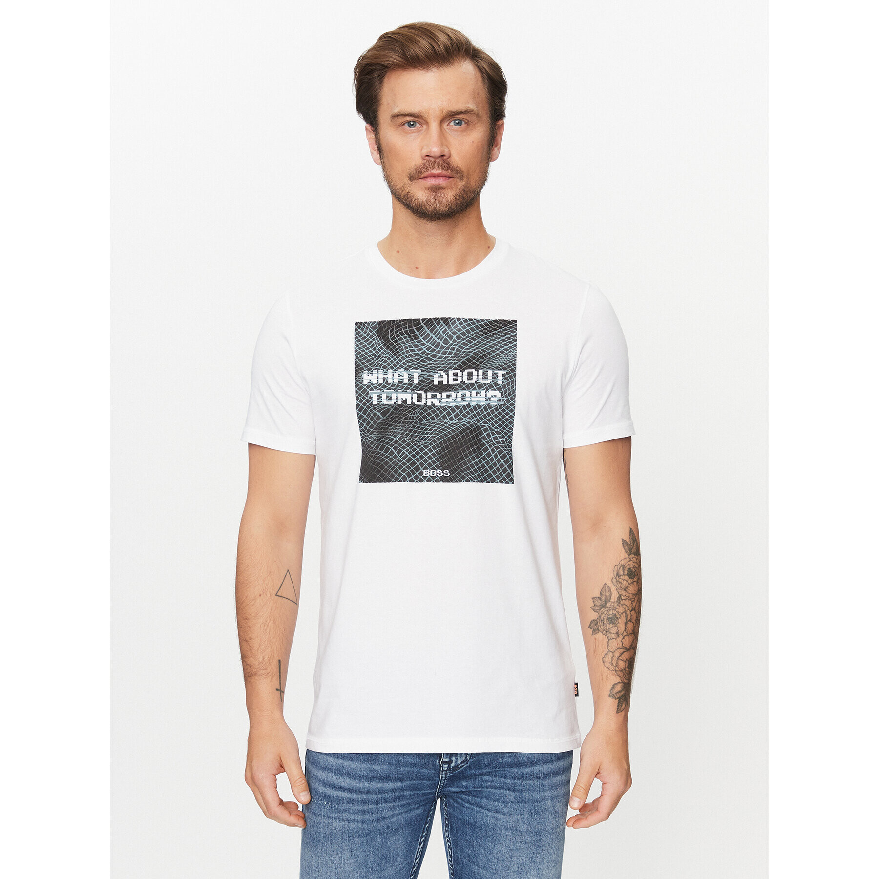 Boss Тишърт Temessage 50503552 Бял Relaxed Fit - Pepit.bg