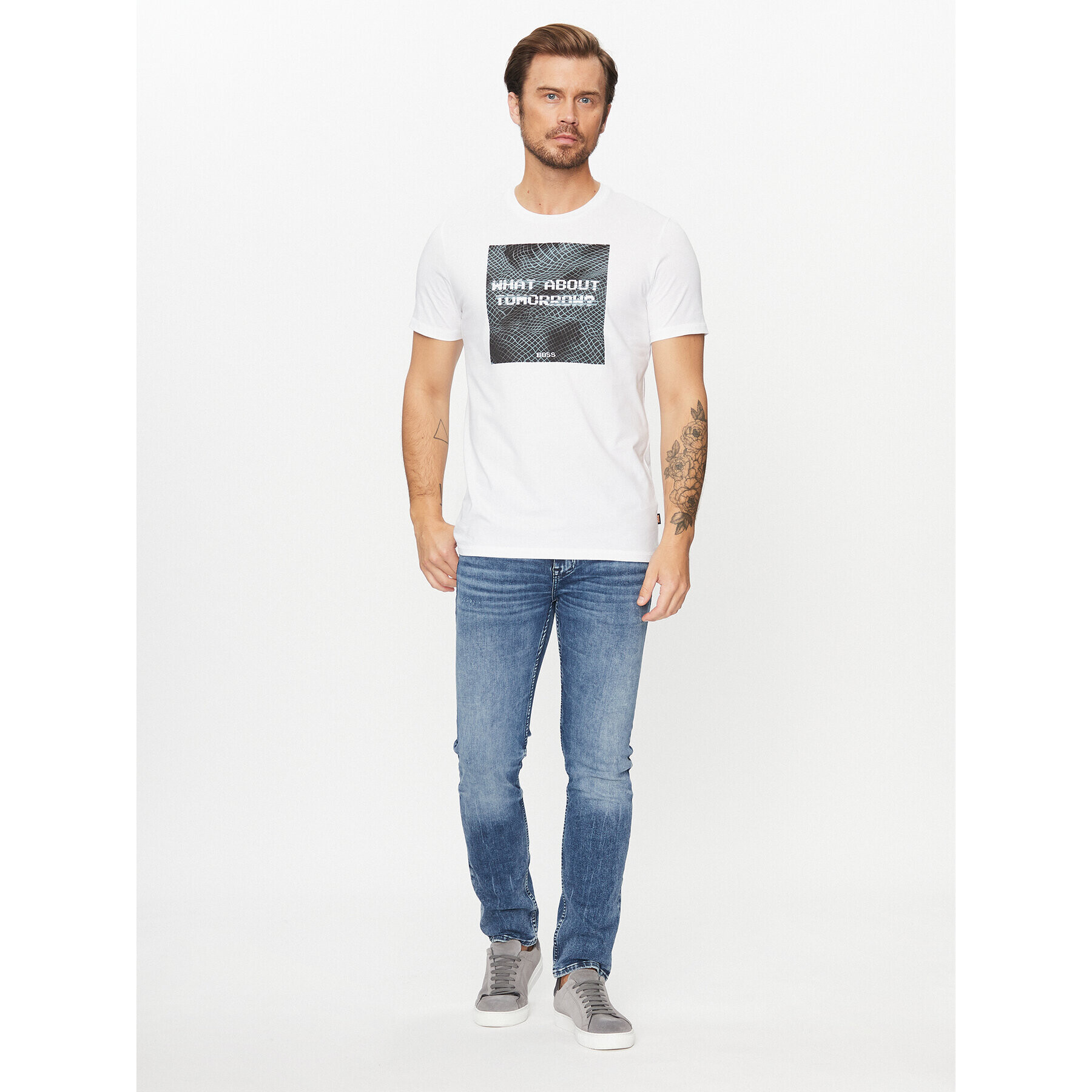 Boss Тишърт Temessage 50503552 Бял Relaxed Fit - Pepit.bg