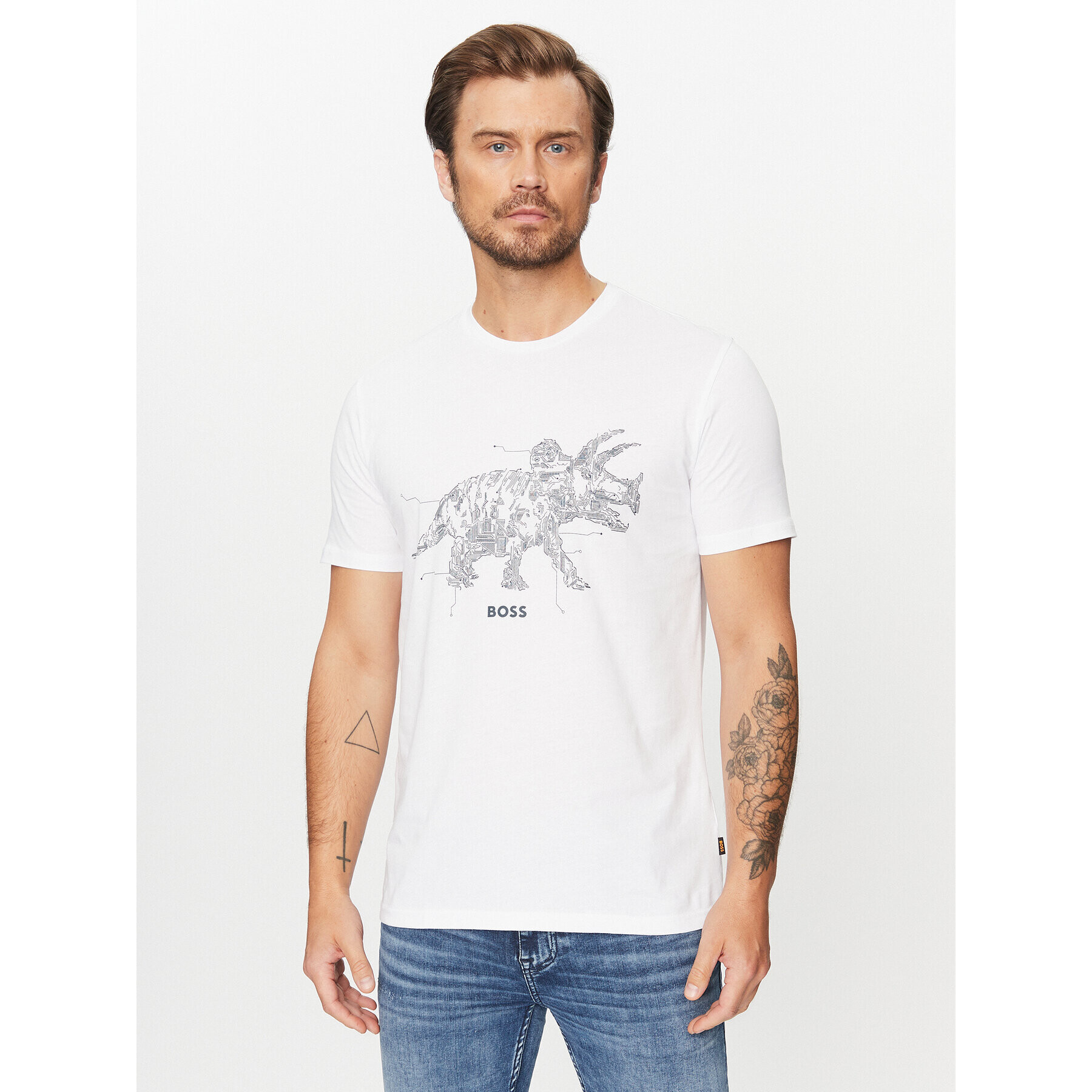 Boss Тишърт Terassic 50510376 Бял Regular Fit - Pepit.bg