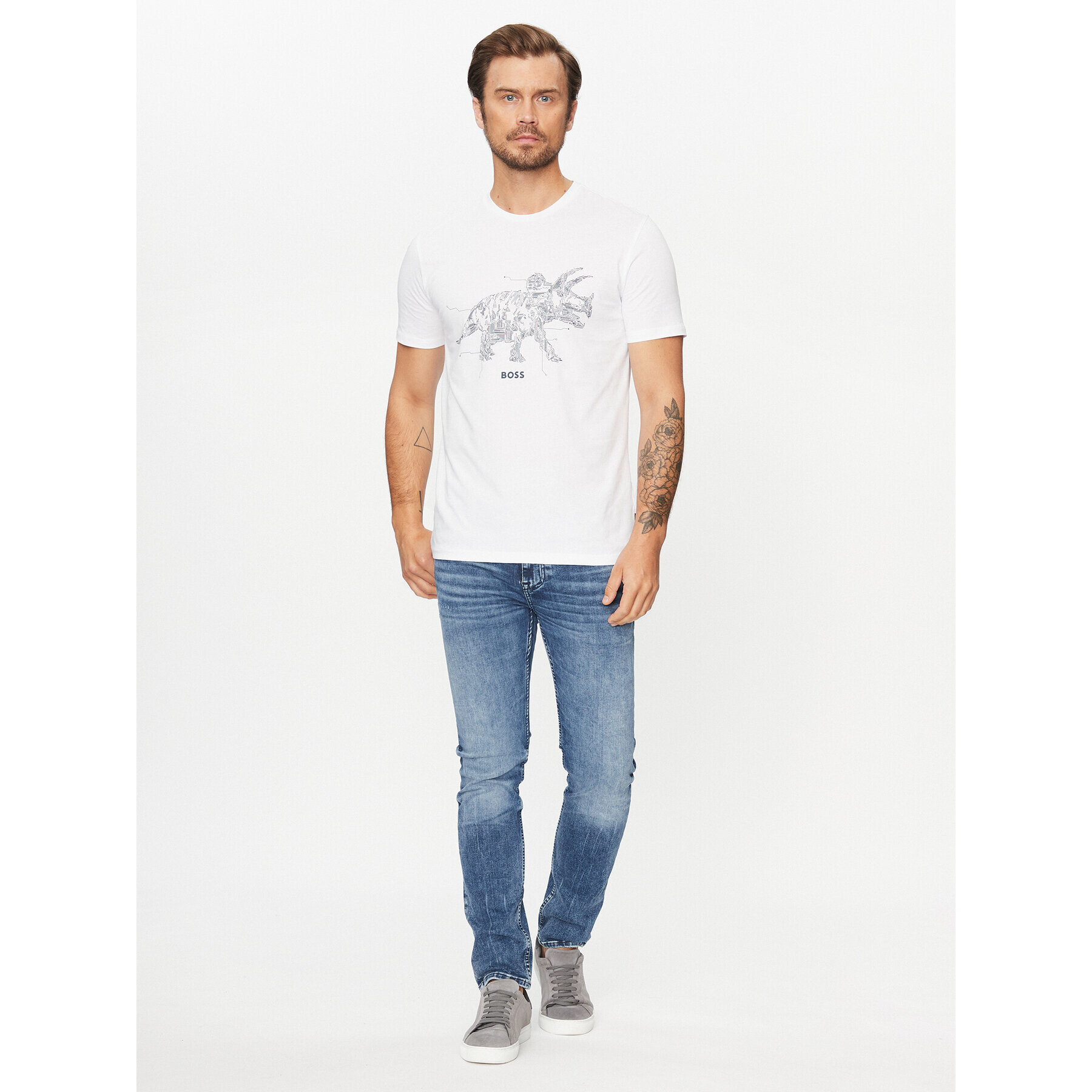 Boss Тишърт Terassic 50510376 Бял Regular Fit - Pepit.bg